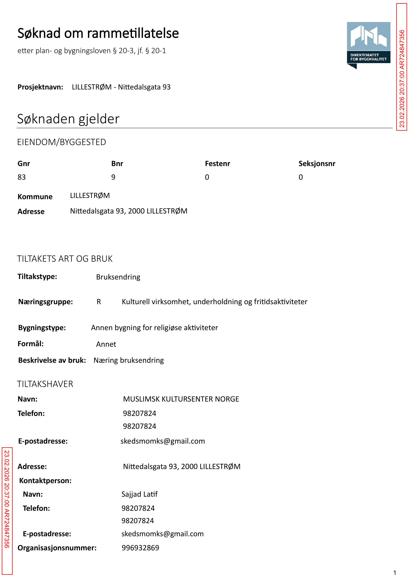 Søknad om rammetillatelse