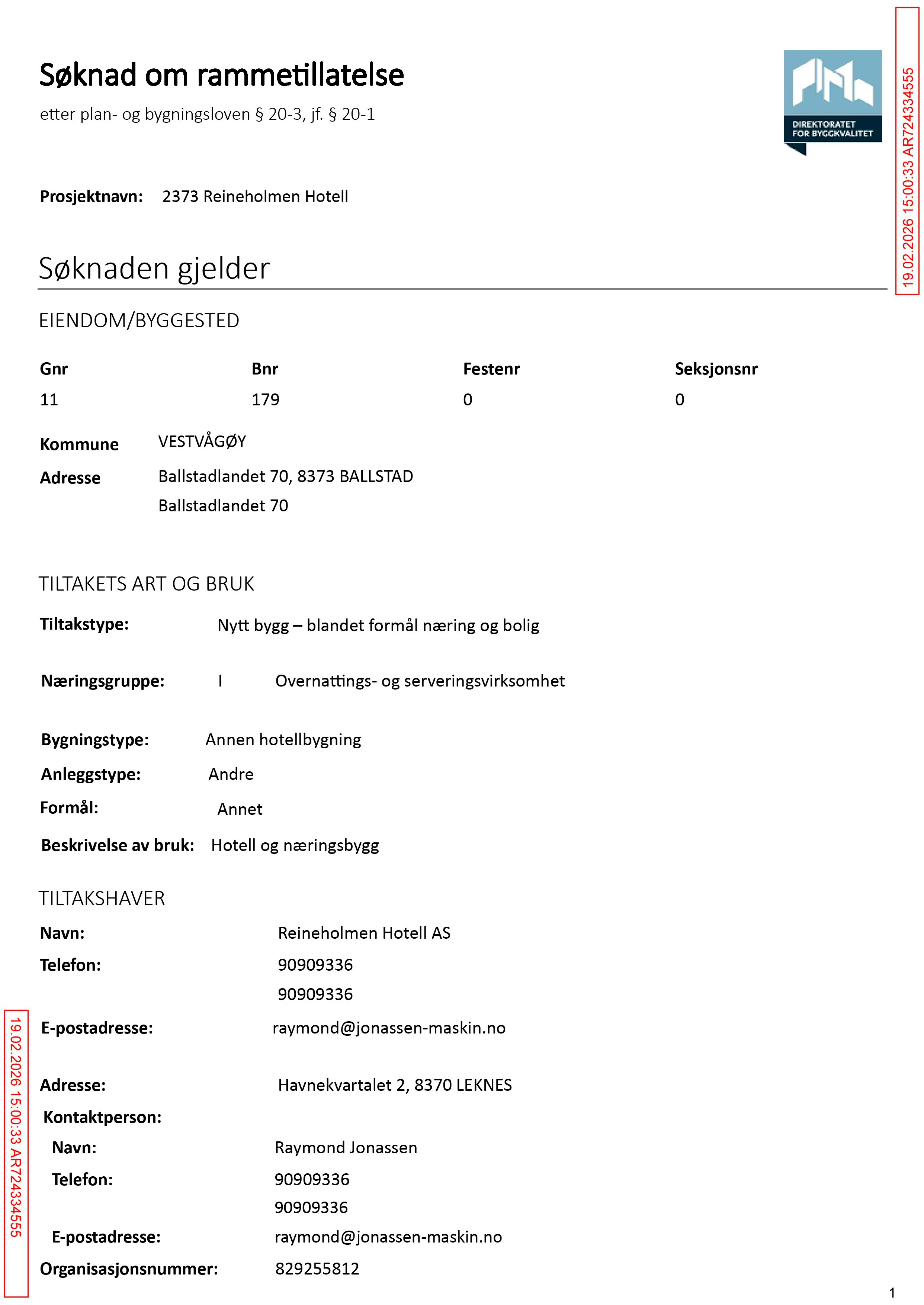 Søknad om rammetillatelse