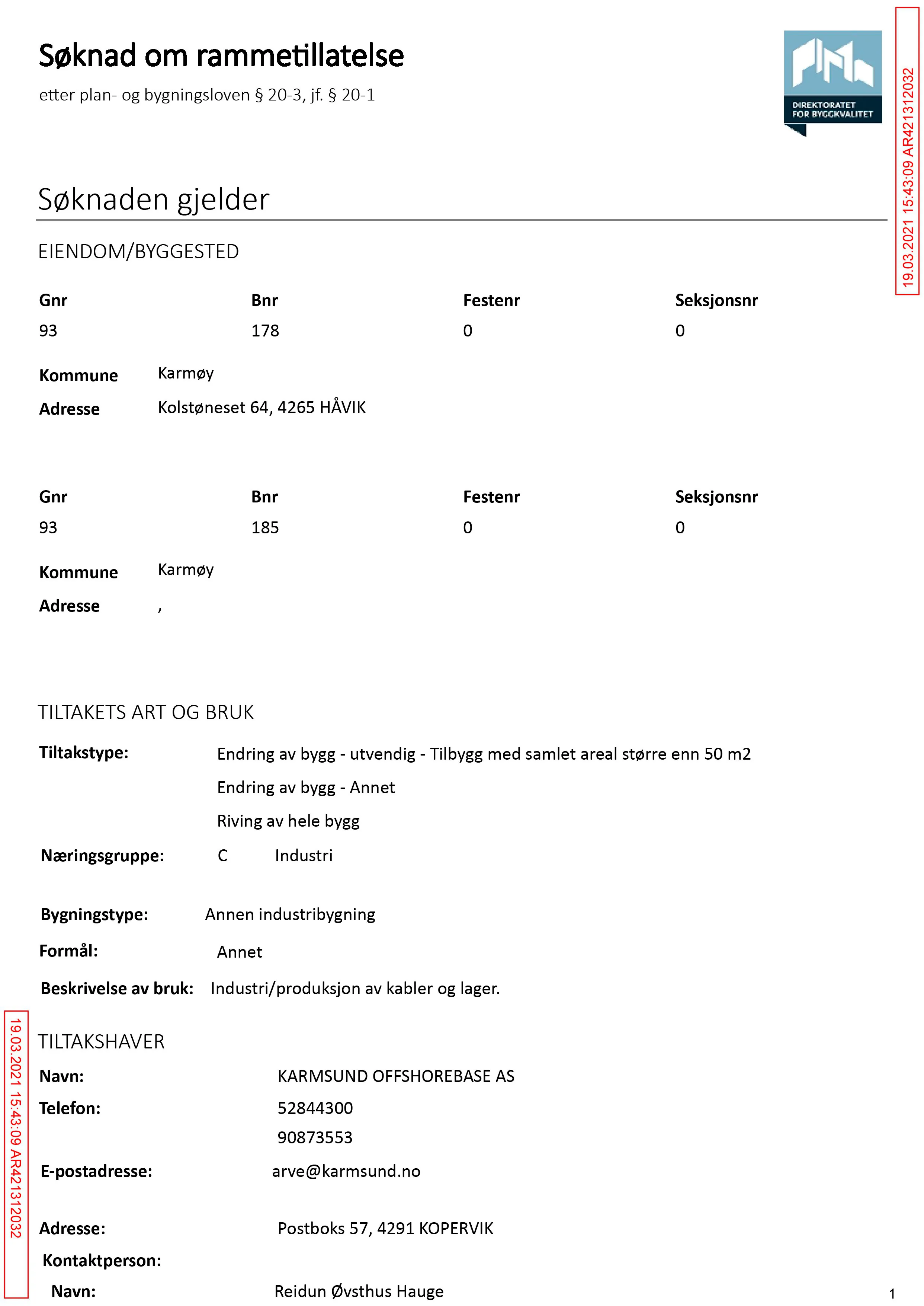 Søknad om rammetillatelse