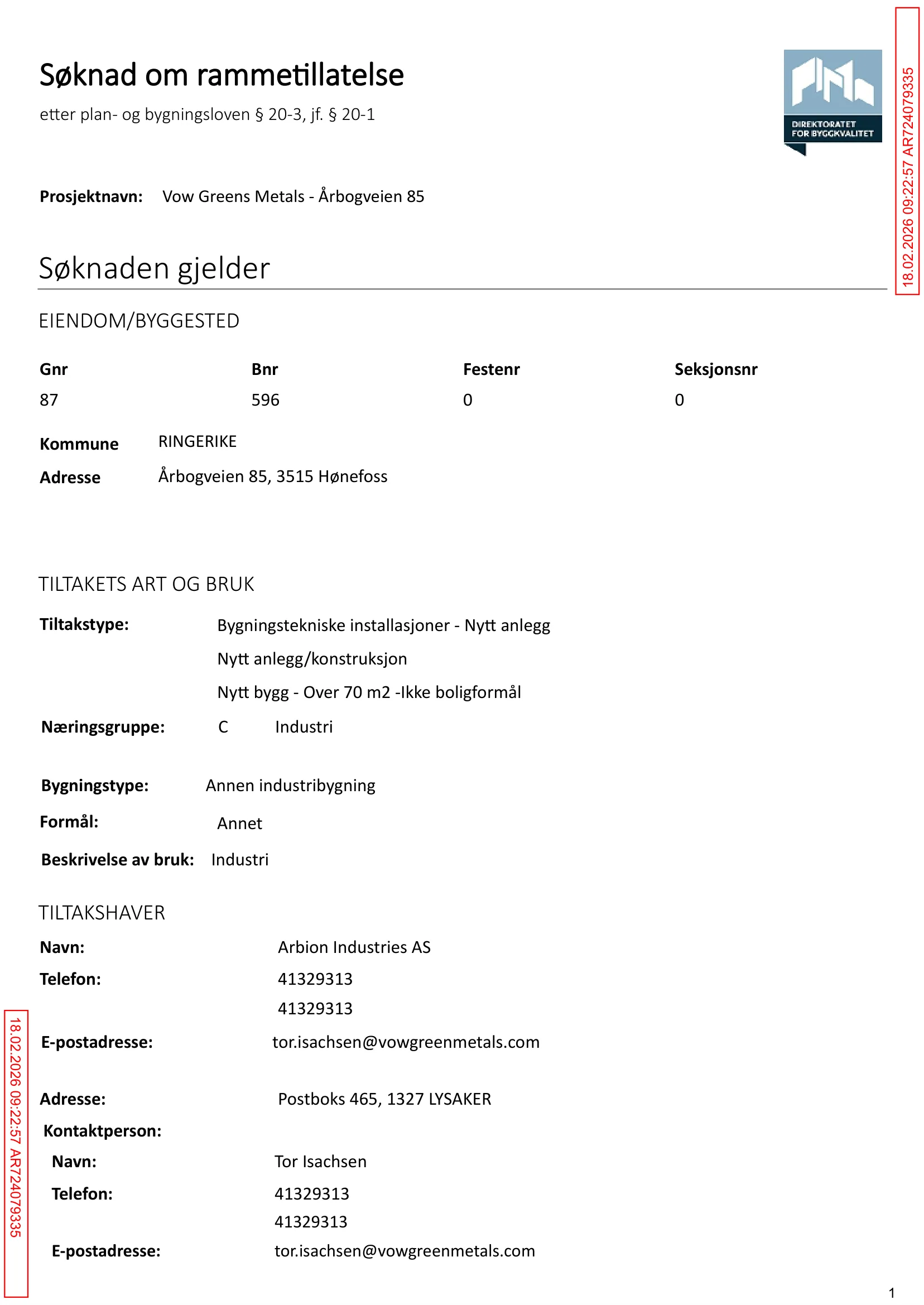 Søknad om rammetillatelse