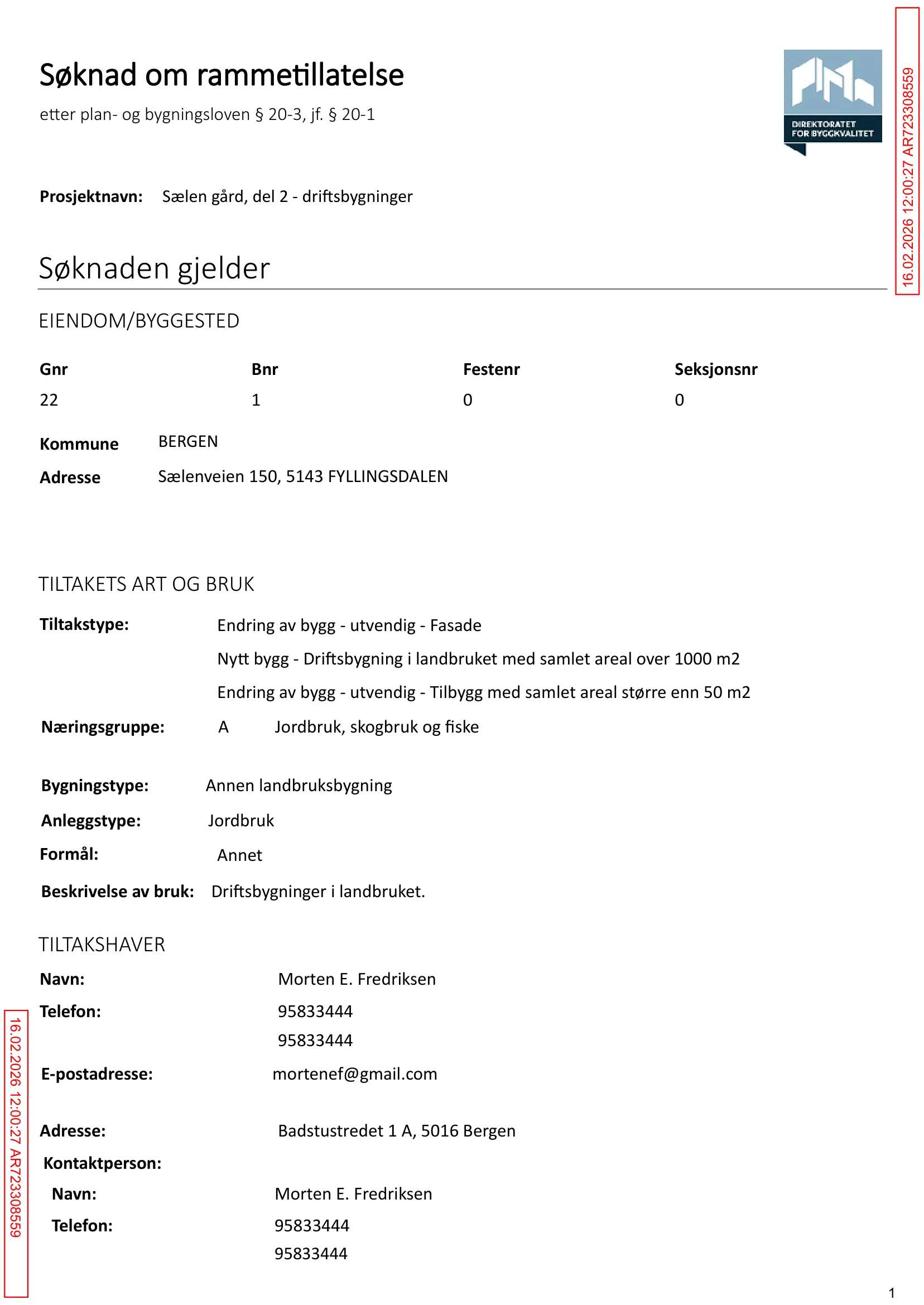 Søknad om rammetillatelse