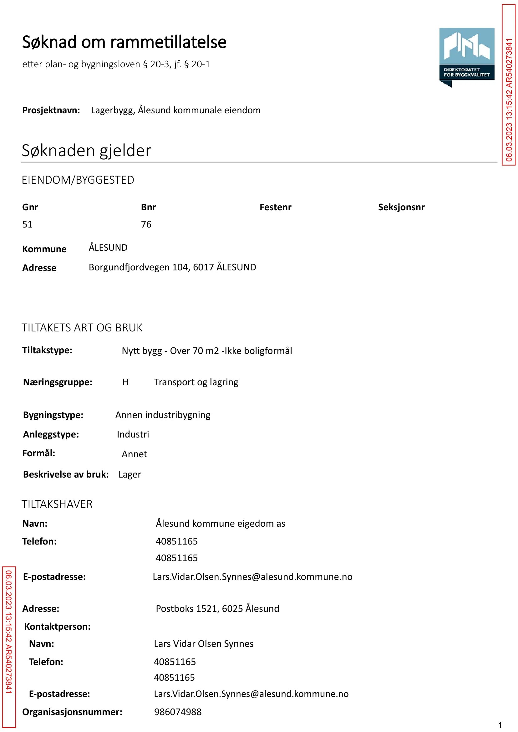 Søknad om rammetillatelse