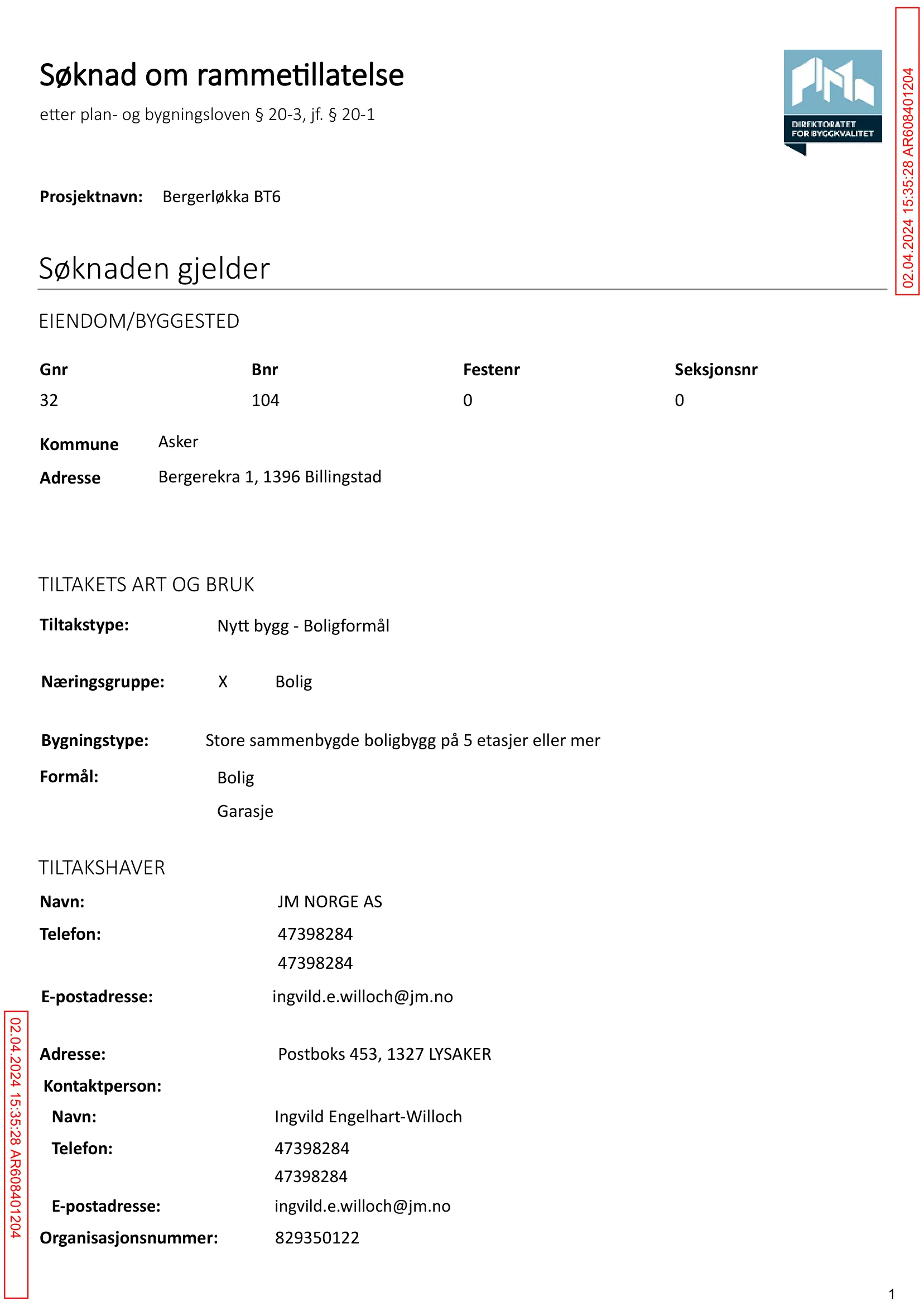 Søknad om rammetillatelse
