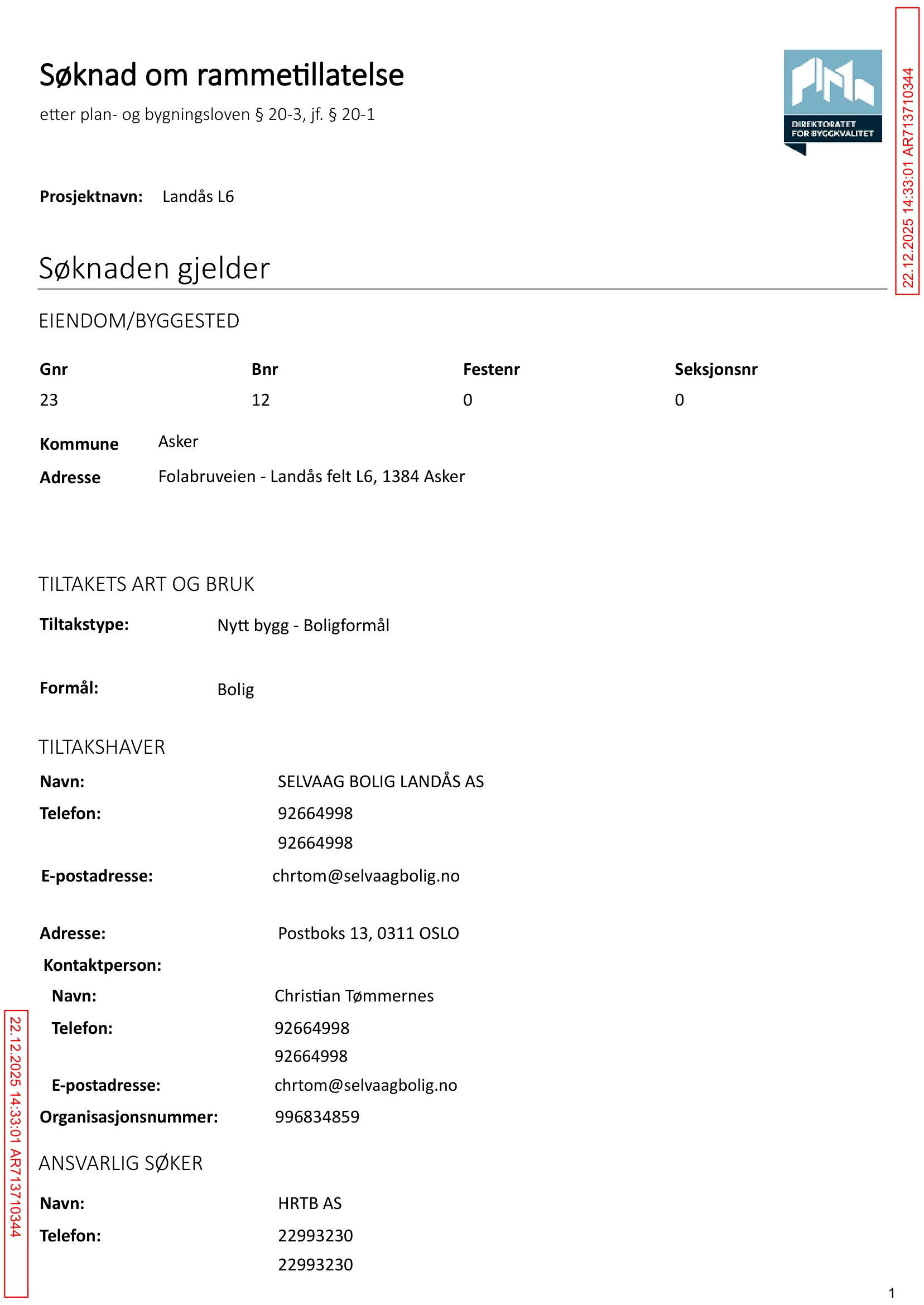 Søknad om rammetillatelse