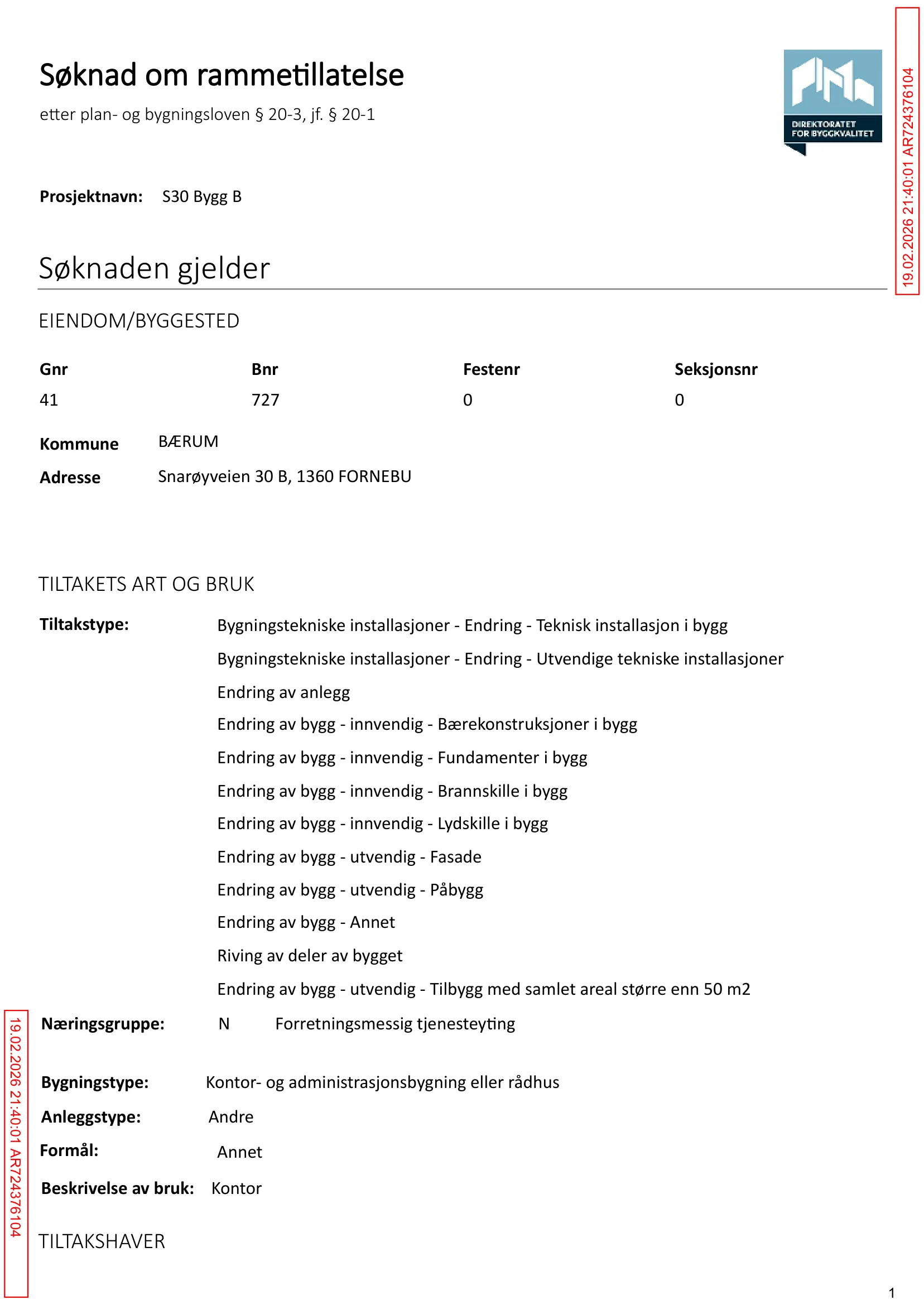 Søknad om rammetillatelse