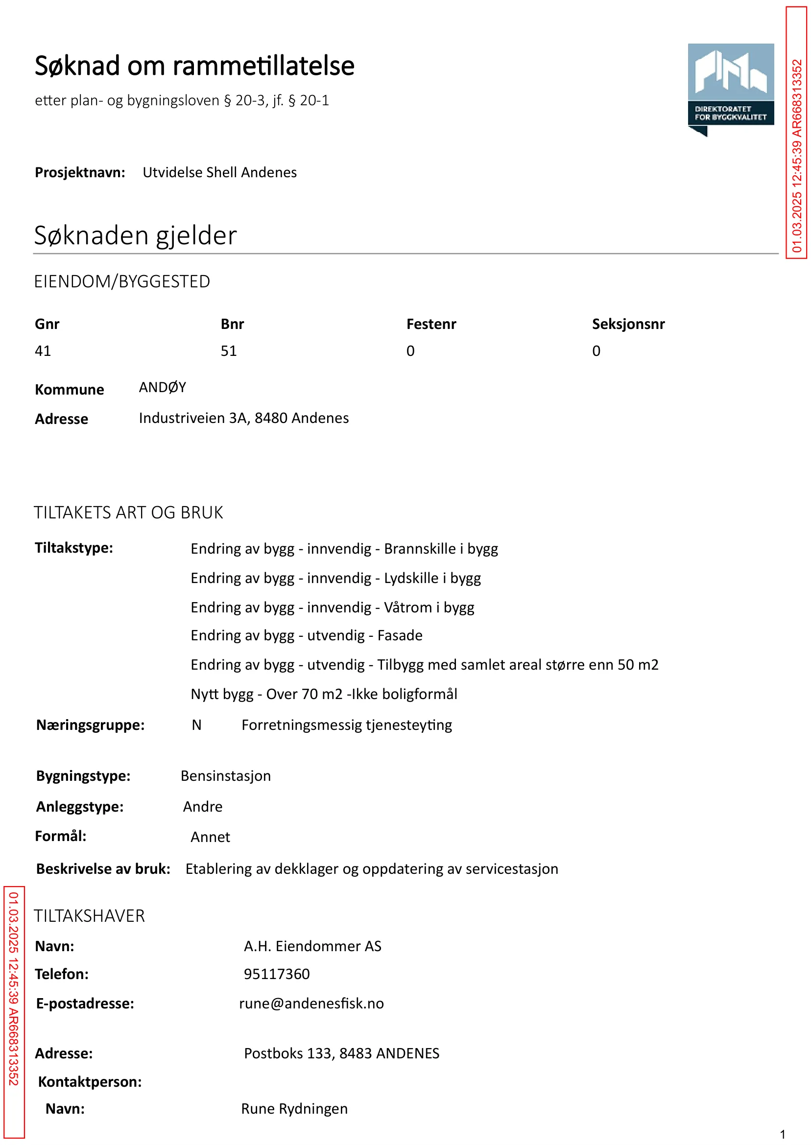 Søknad om rammetillatelse