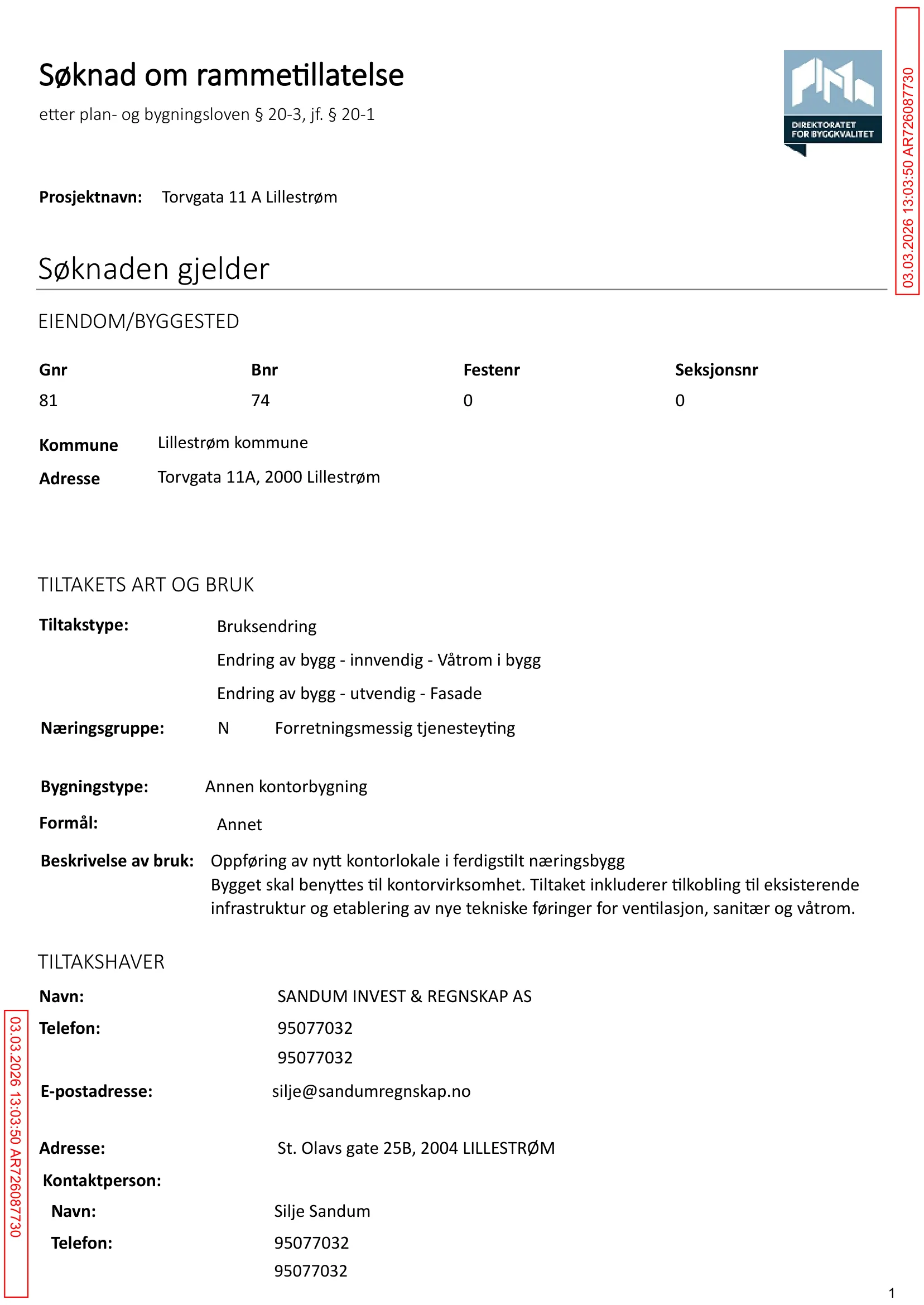 Søknad om rammetillatelse
