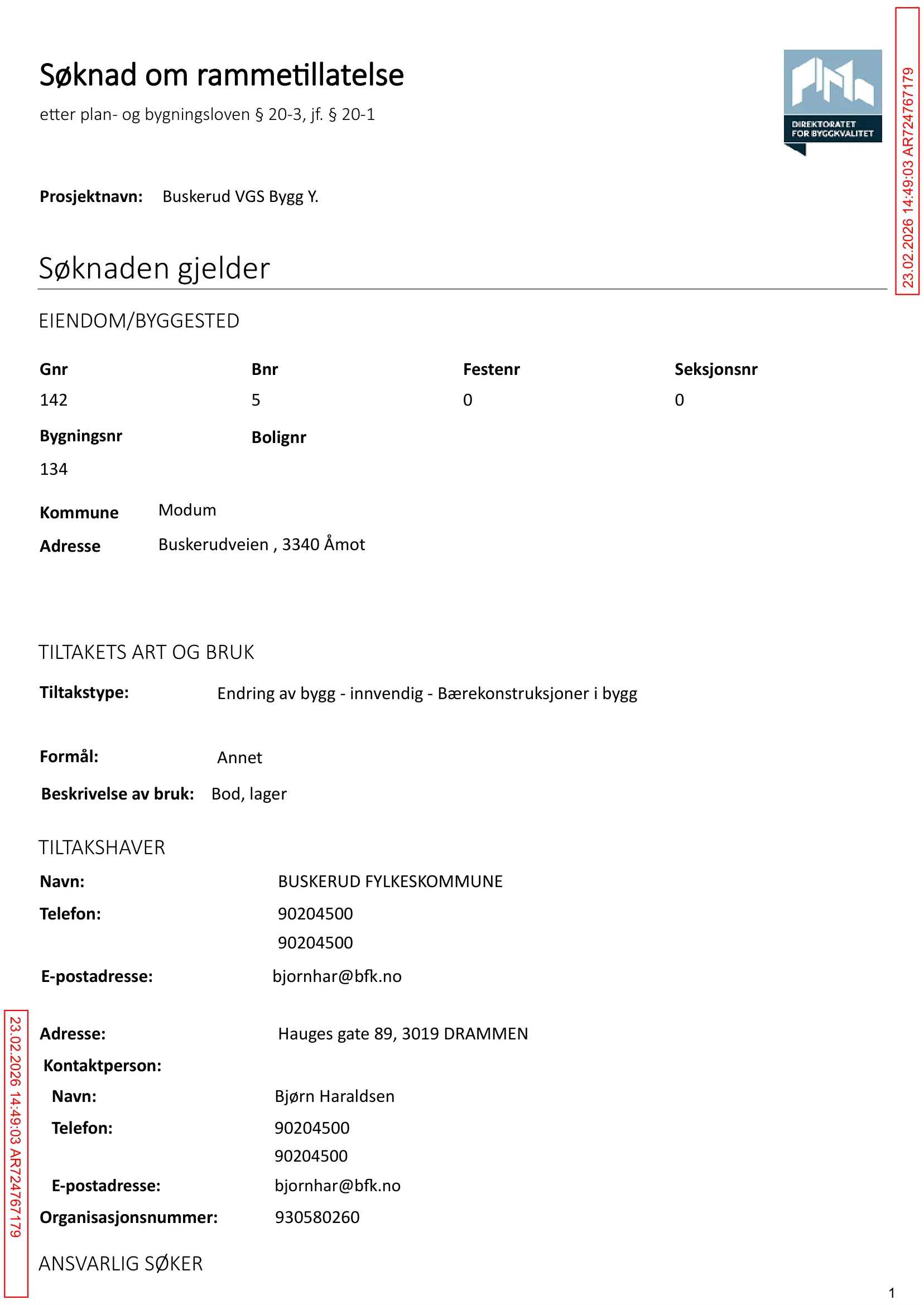 Søknad om rammetillatelse