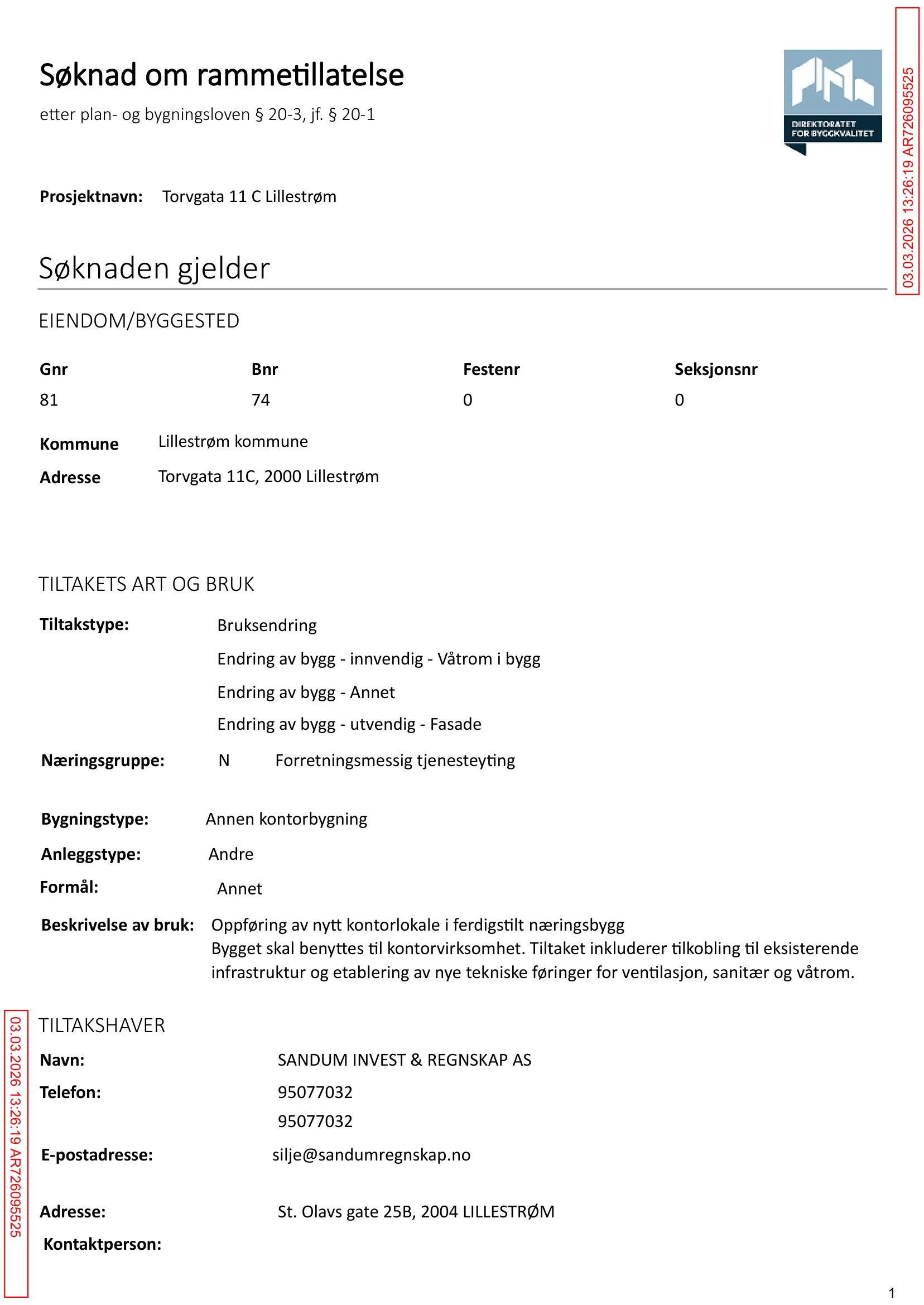Søknad om rammetillatelse