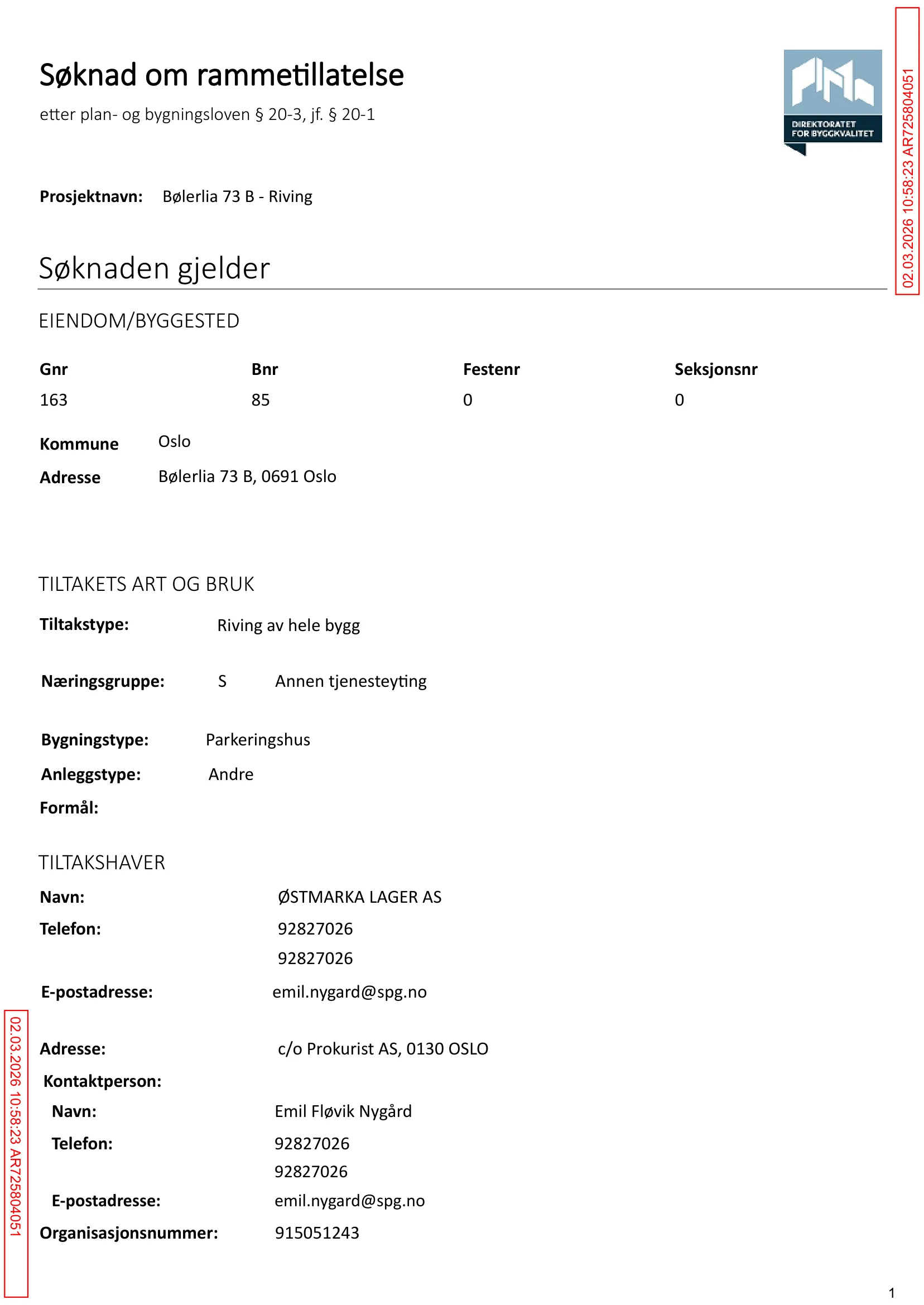 Søknad om rammetillatelse