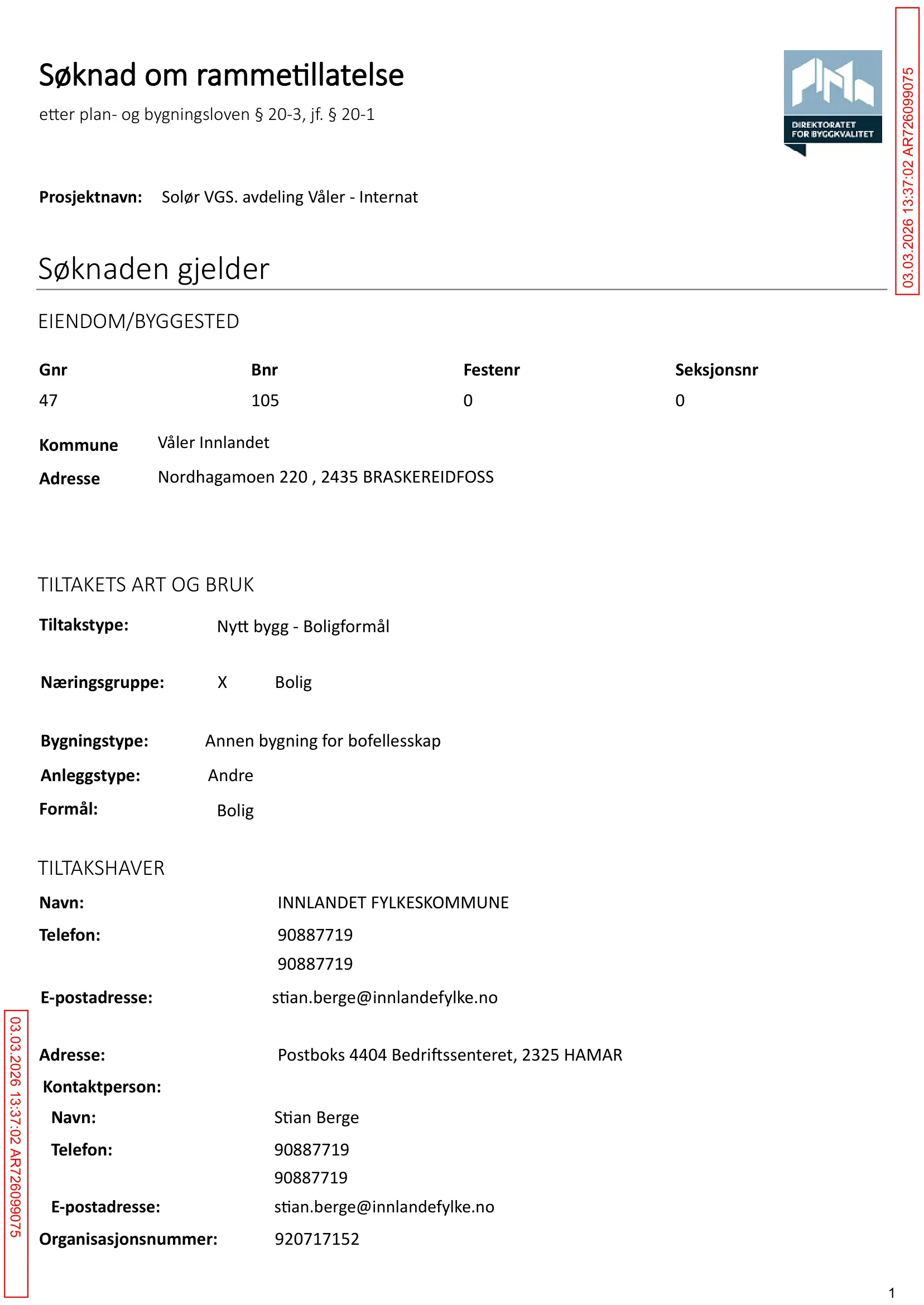 Søknad om rammetillatelse