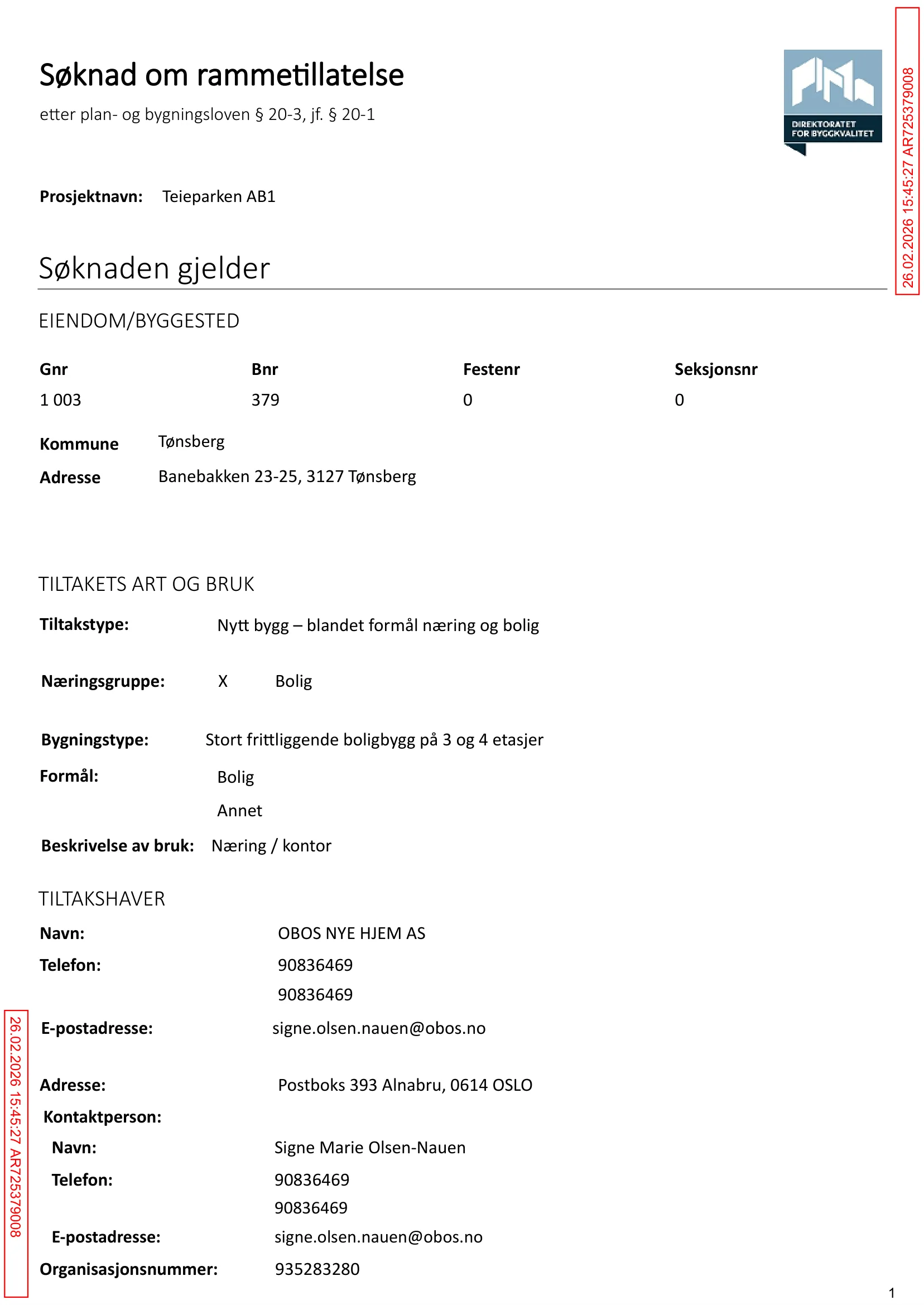 Søknad om rammetillatelse