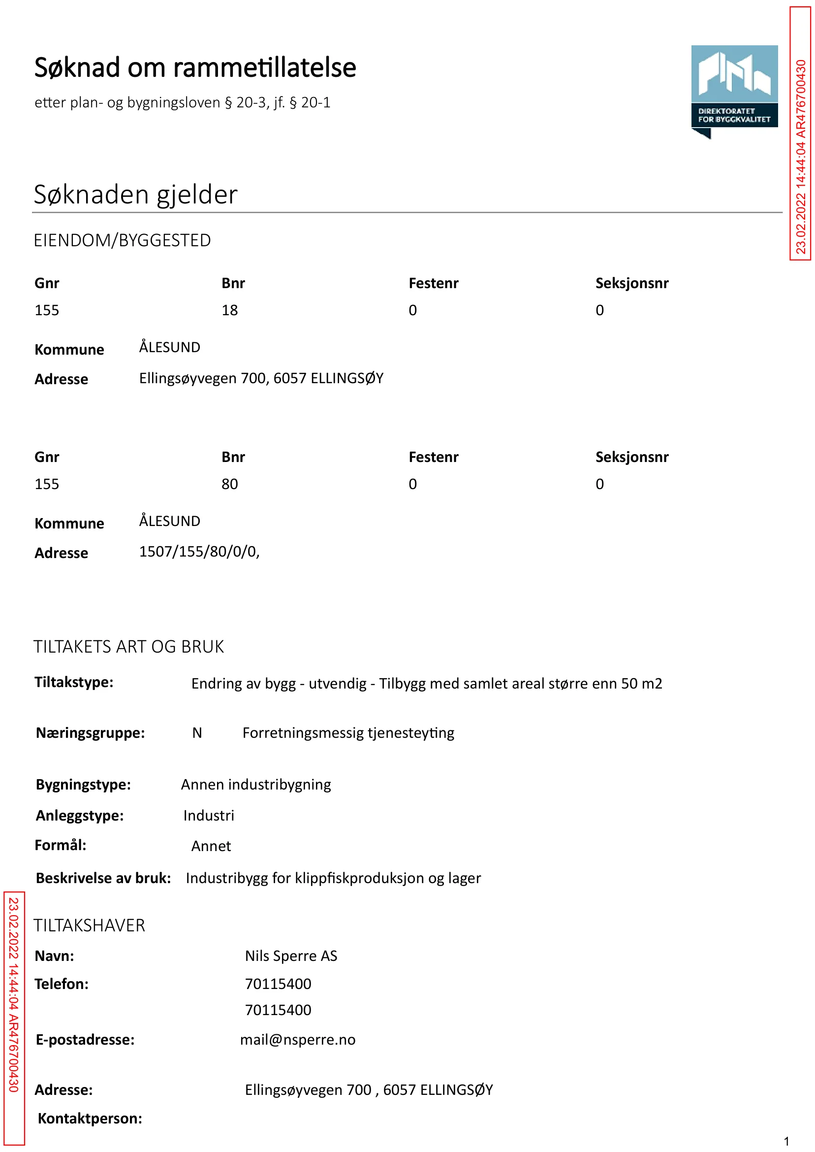 Søknad om rammetillatelse