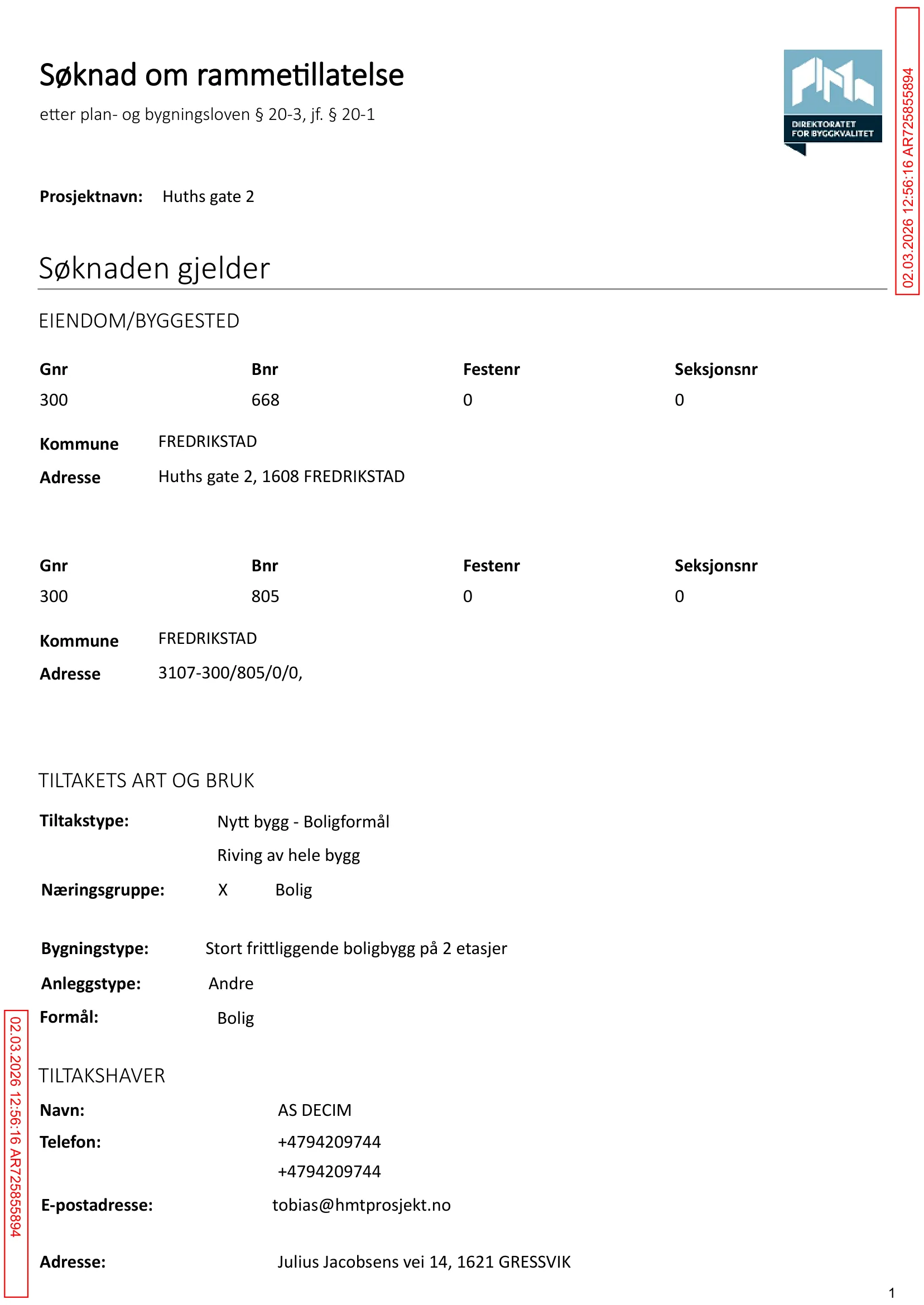 Søknad om rammetillatelse