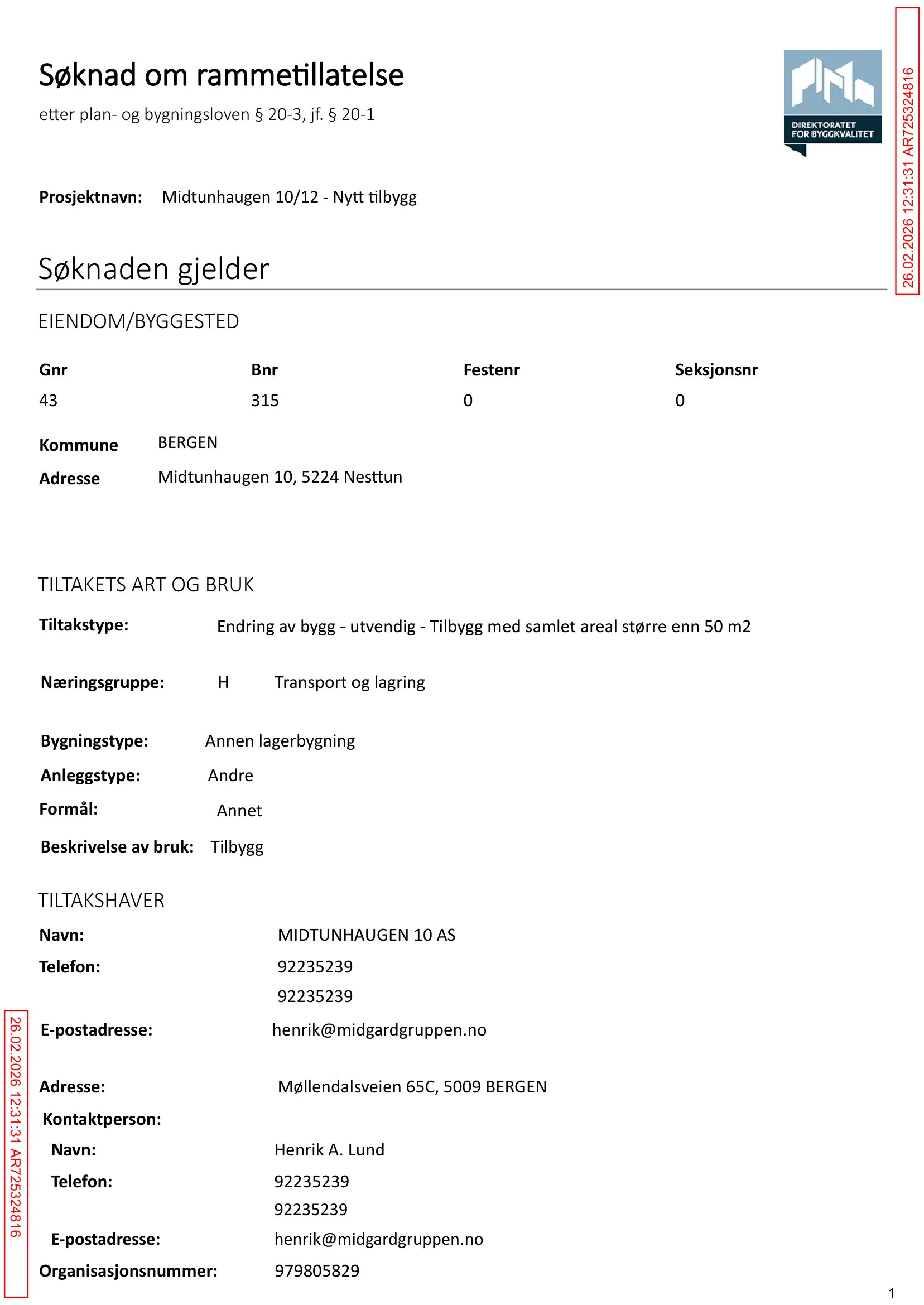 Søknad om rammetillatelse