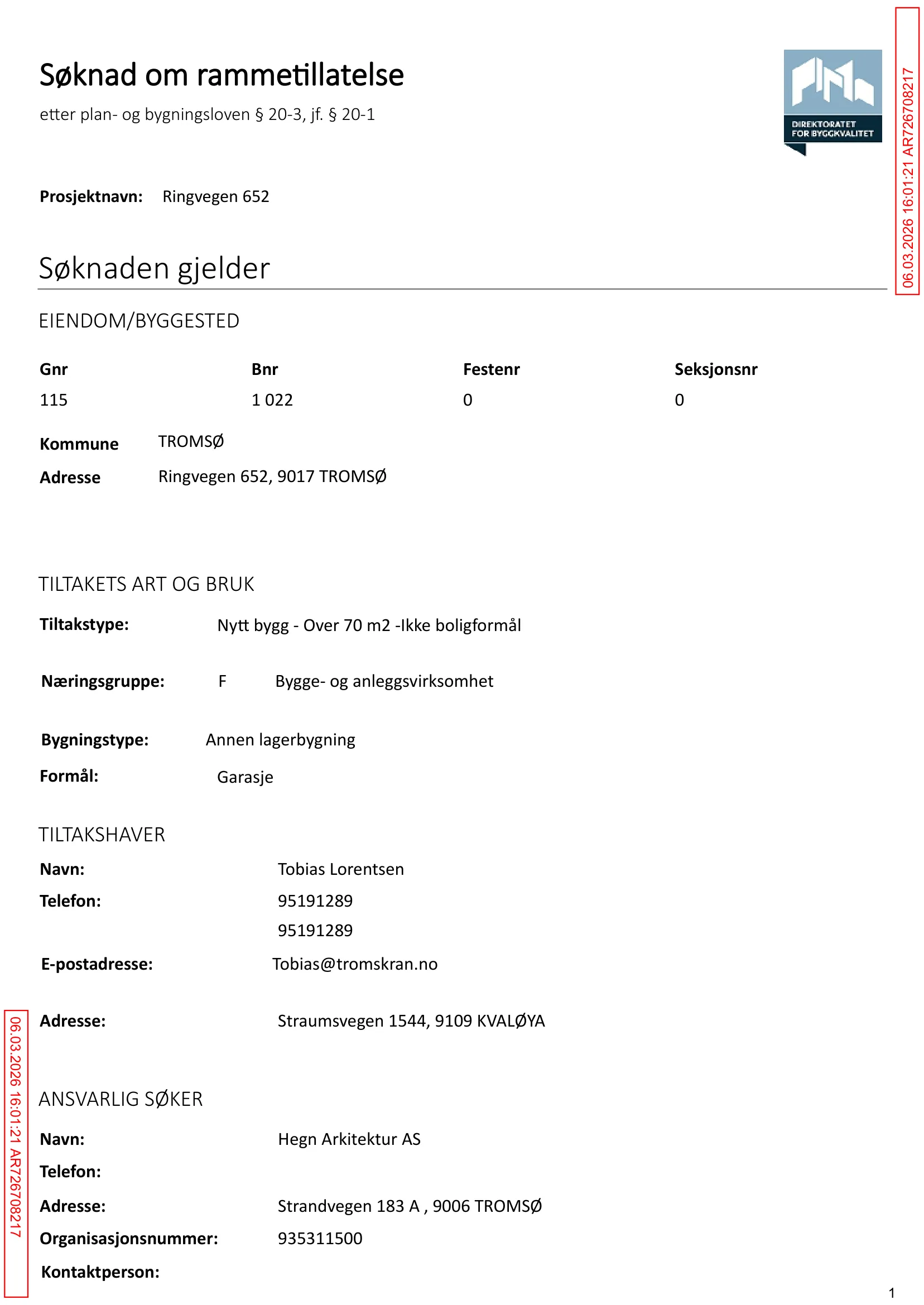 Søknad om rammetillatelse