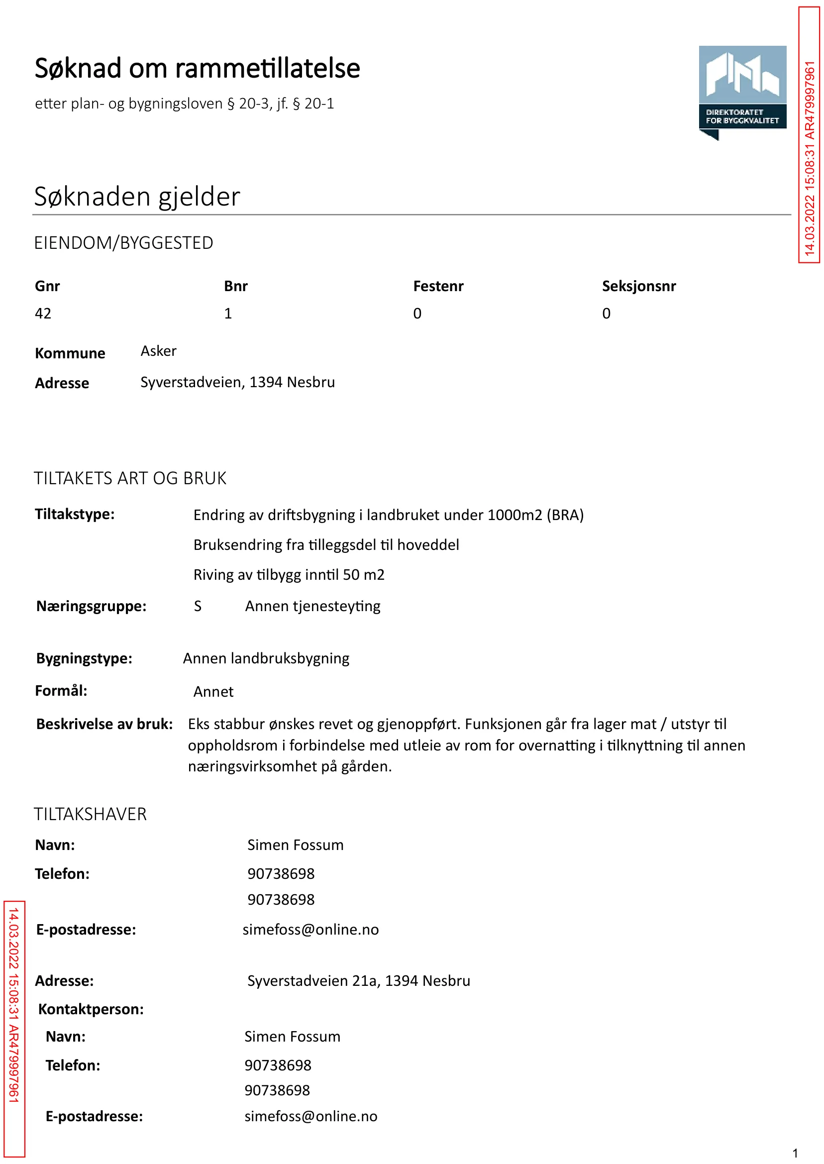Søknad om rammetillatelse