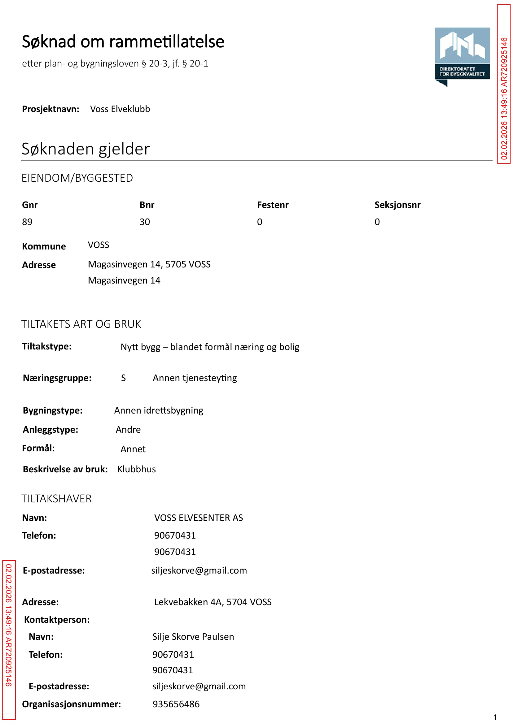 Søknad om rammetillatelse