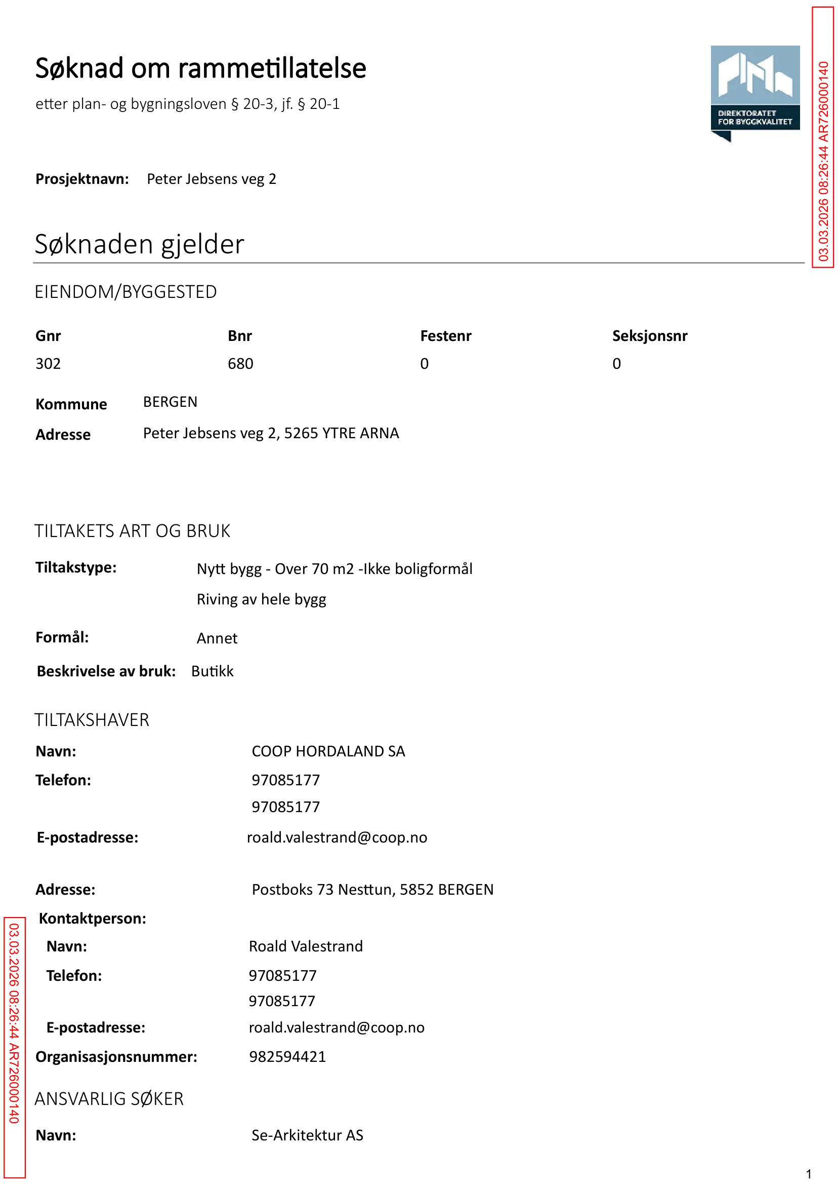 Søknad om rammetillatelse