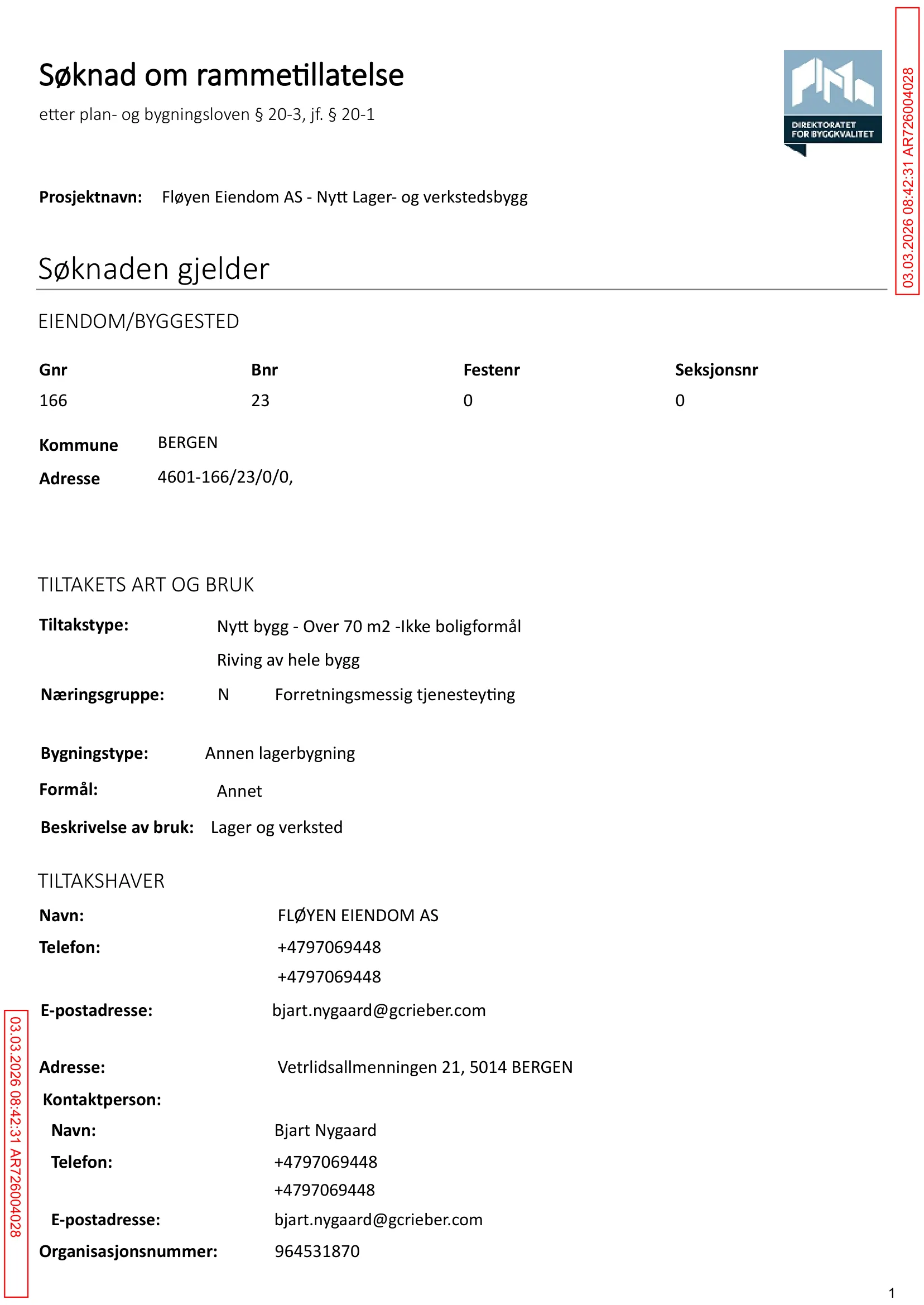Søknad om rammetillatelse