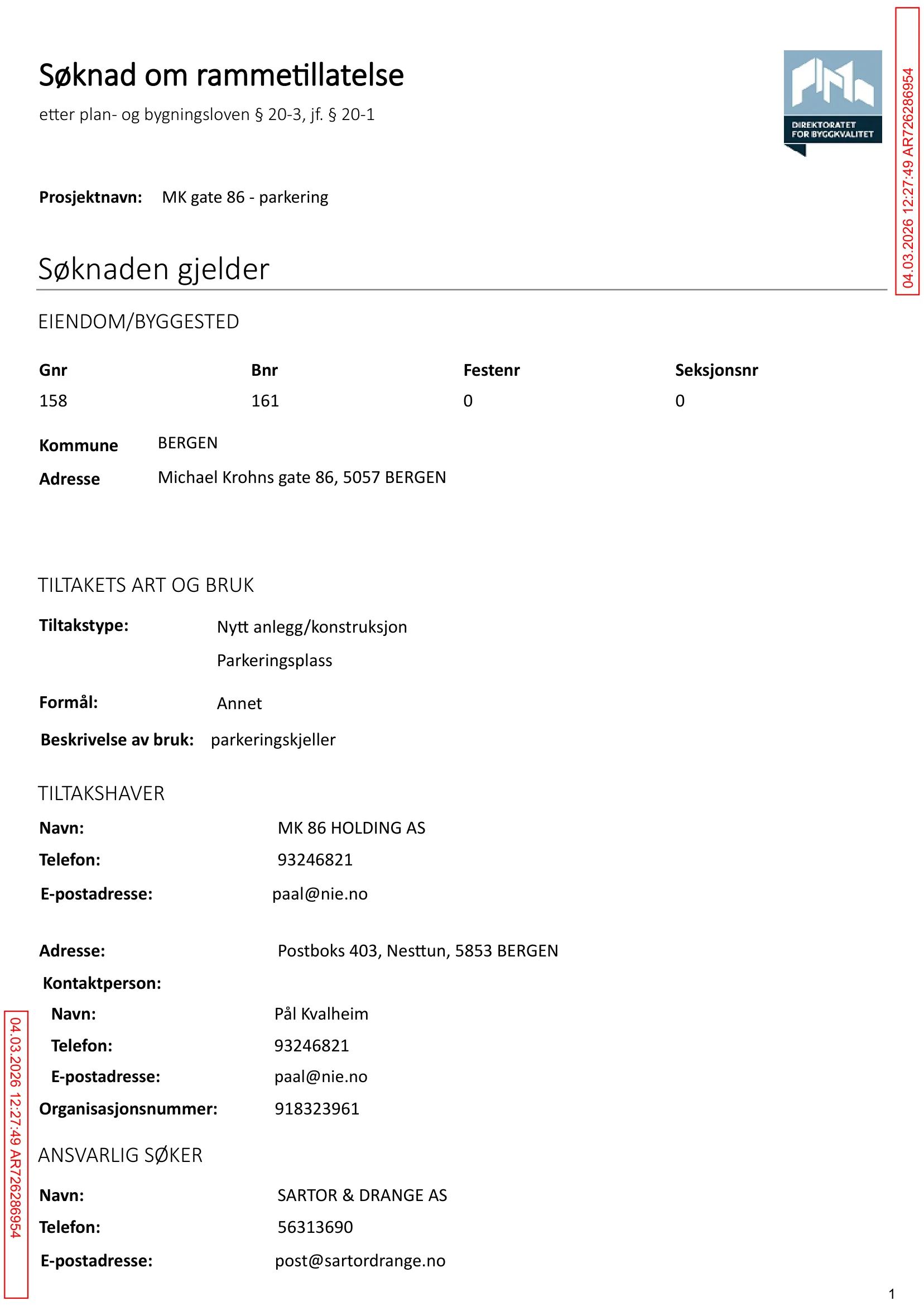 Søknad om rammetillatelse