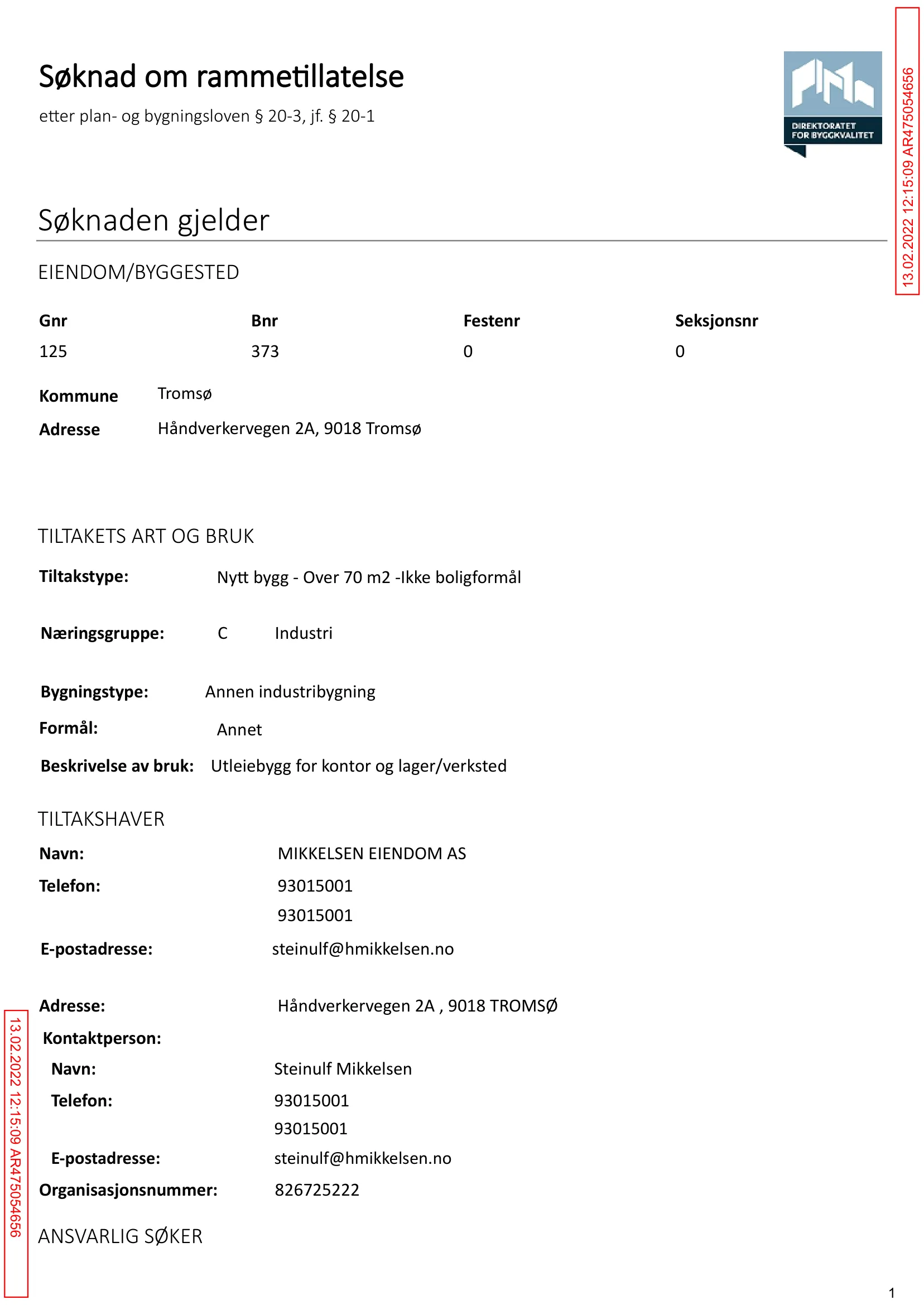 Søknad om rammetillatelse