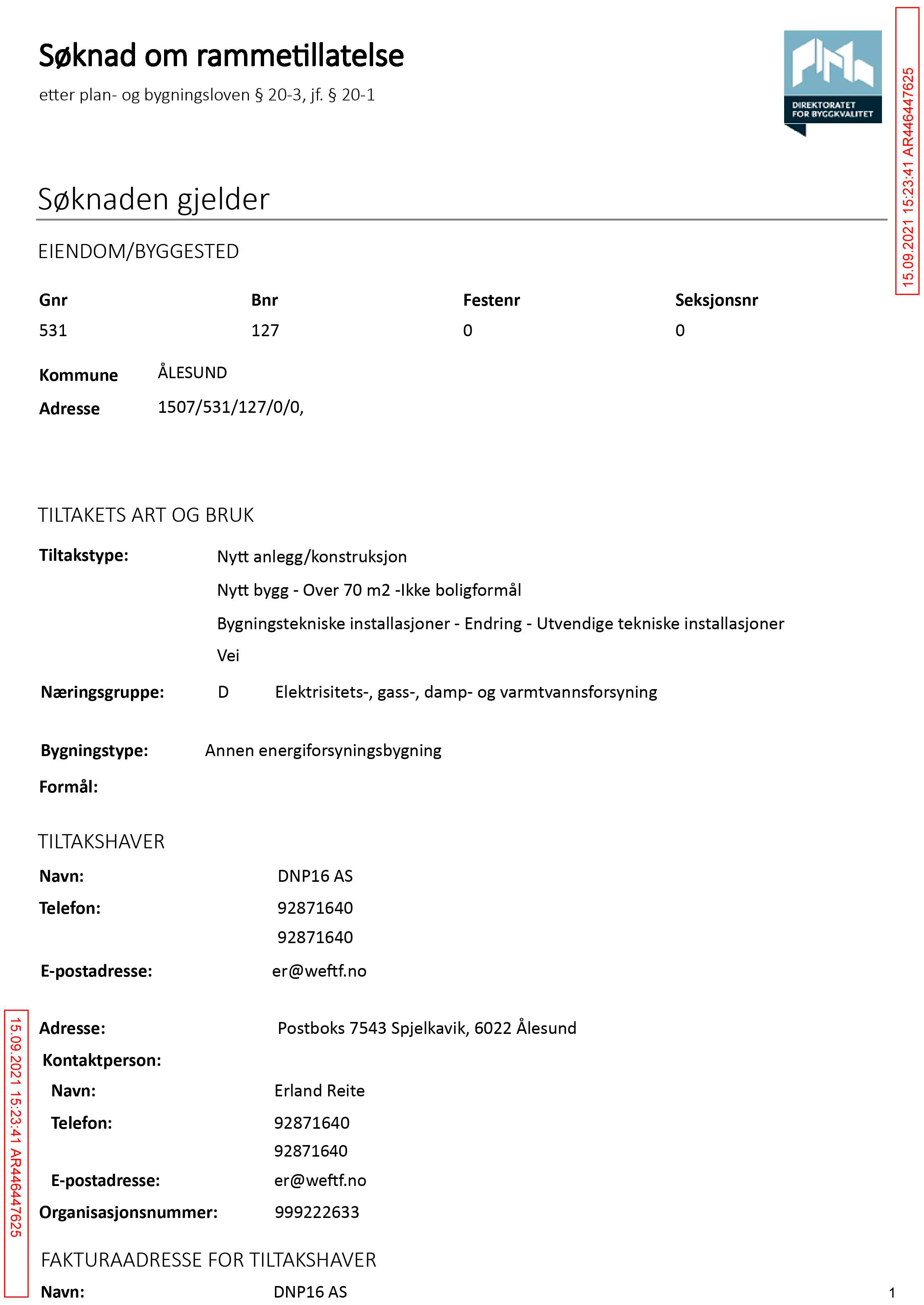 Søknad om rammetillatelse