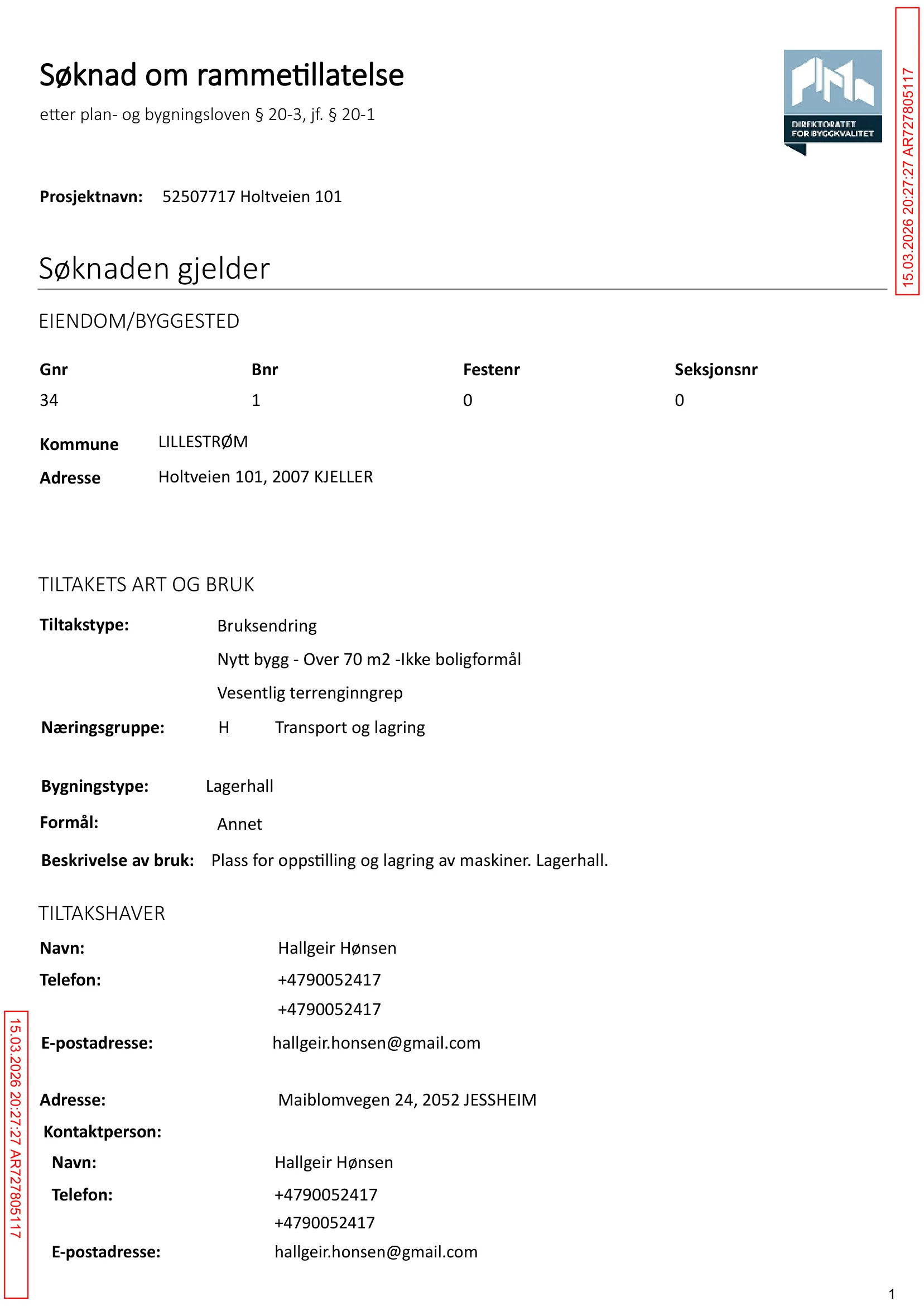 Søknad om rammetillatelse