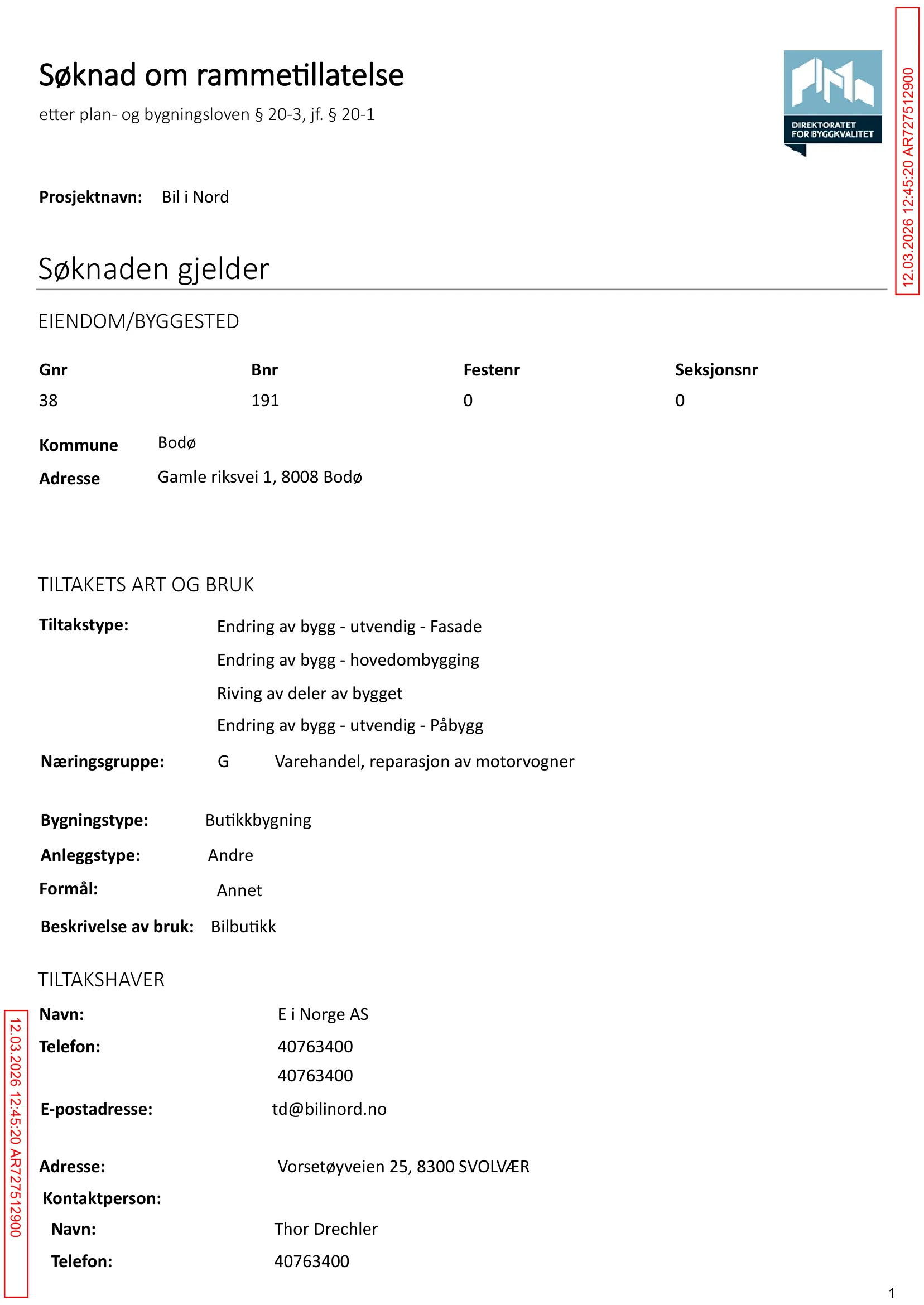 Søknad om rammetillatelse