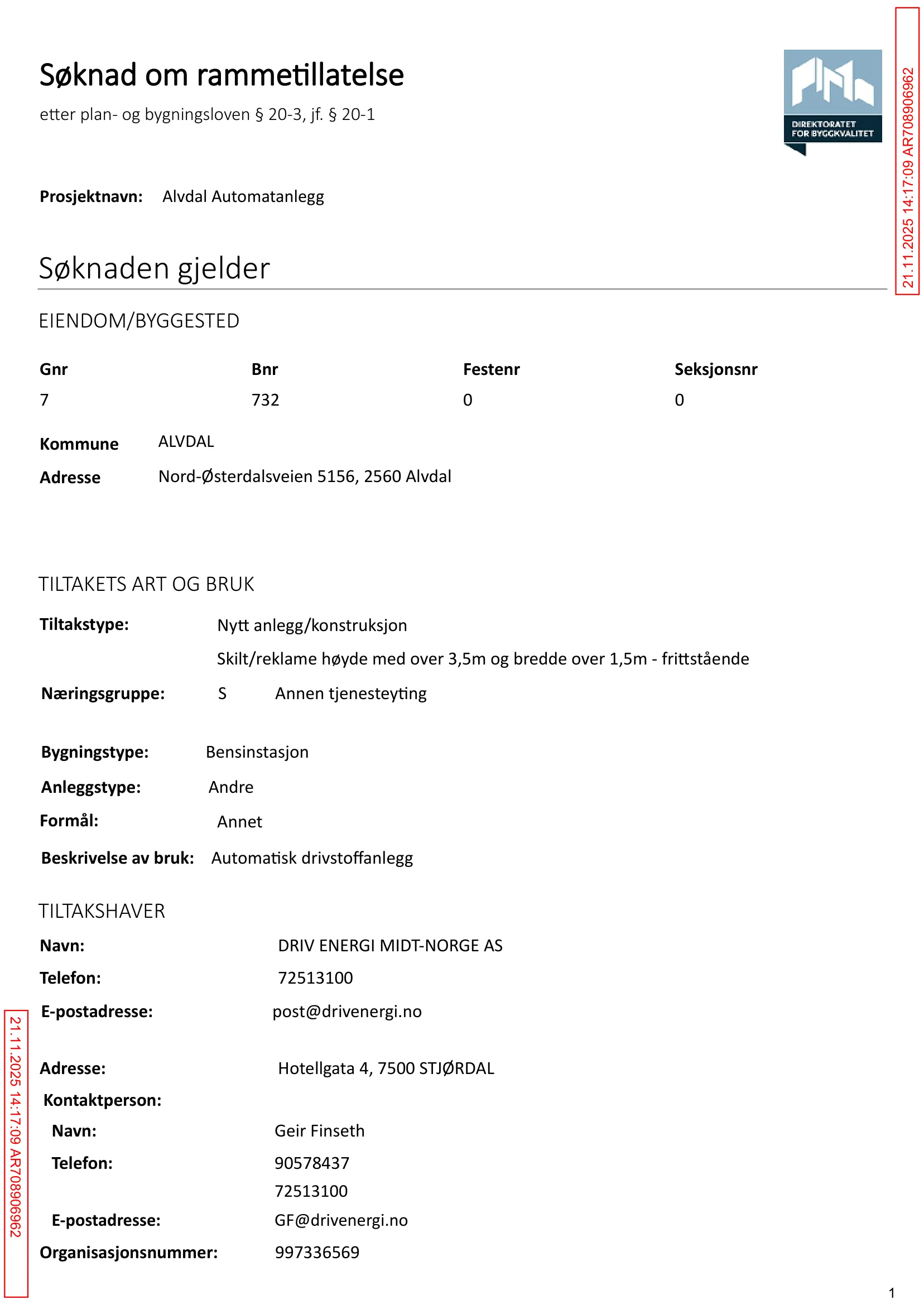Søknad om rammetillatelse