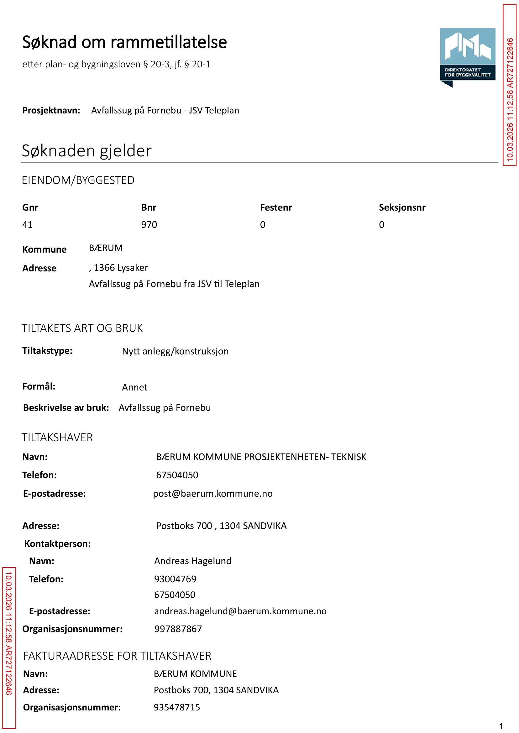 Søknad om rammetillatelse