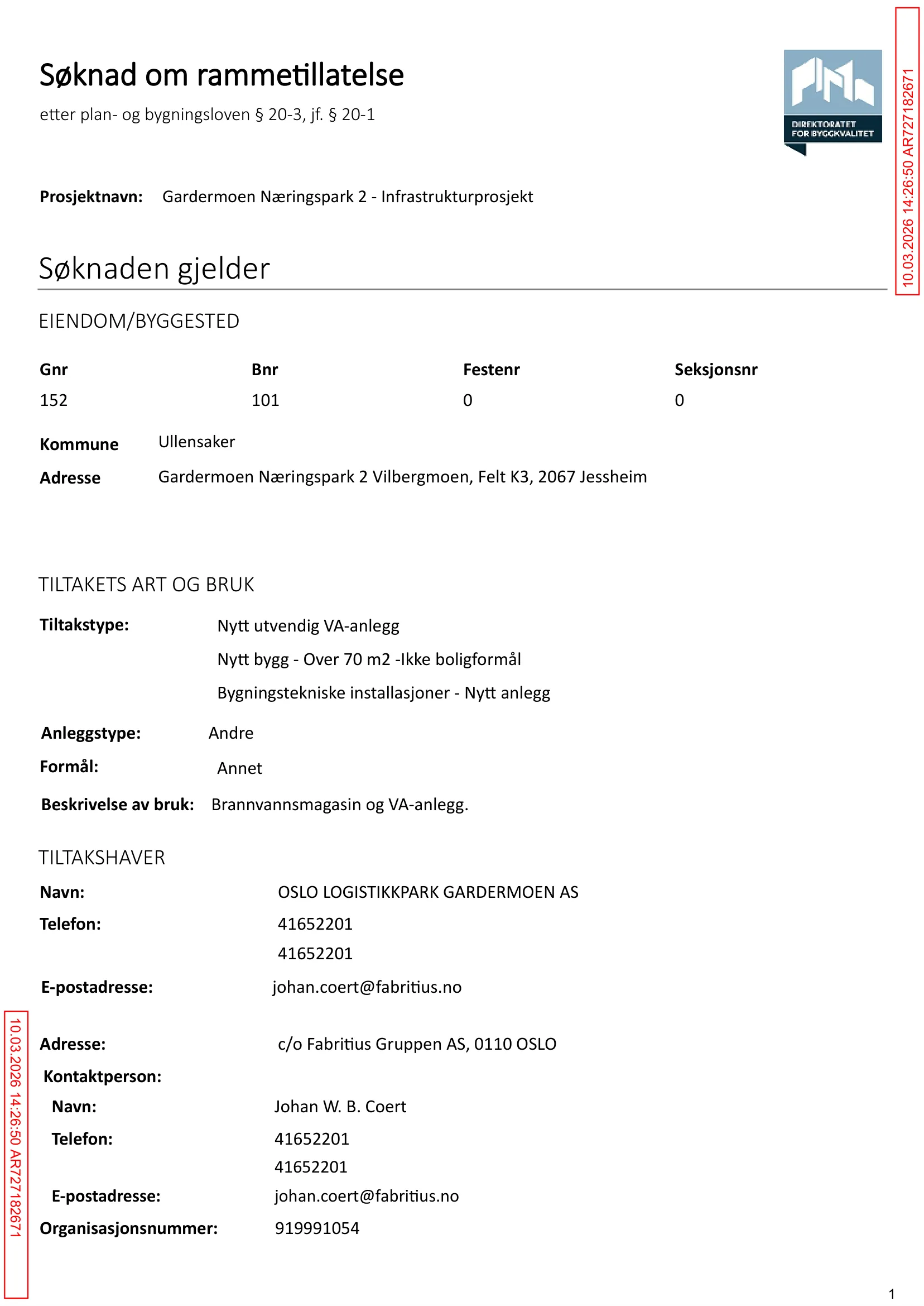 Søknad om rammetillatelse