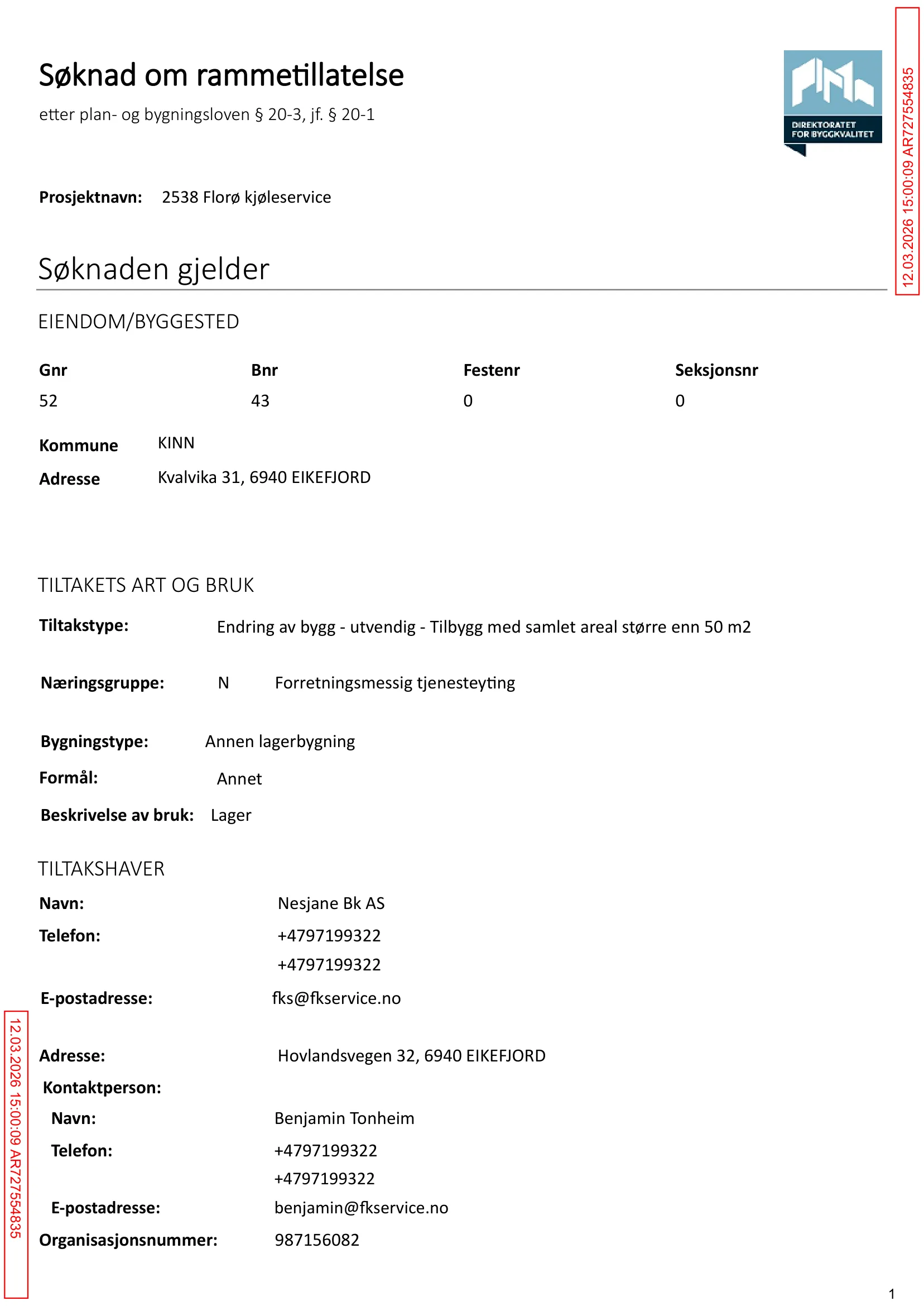 Søknad om rammetillatelse