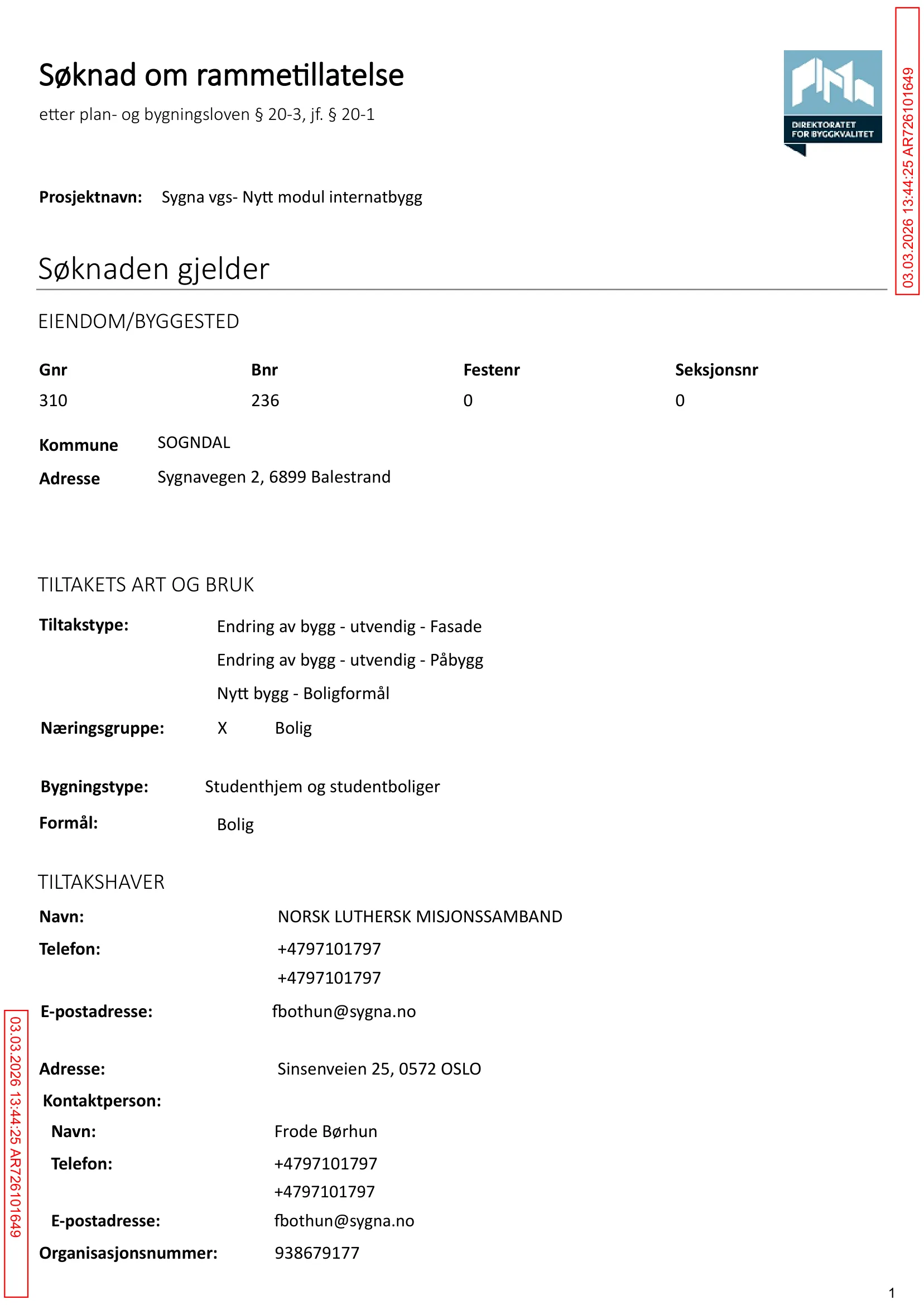 Søknad om rammetillatelse