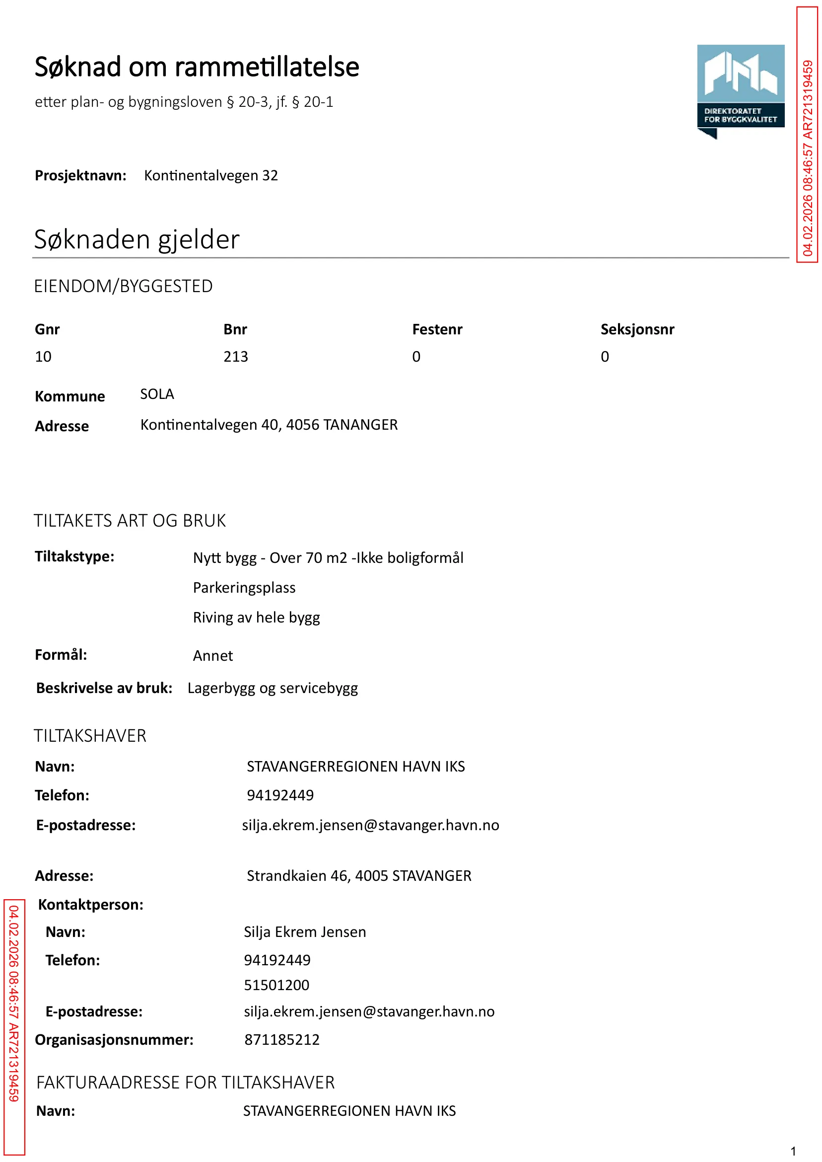 Søknad om rammetillatelse