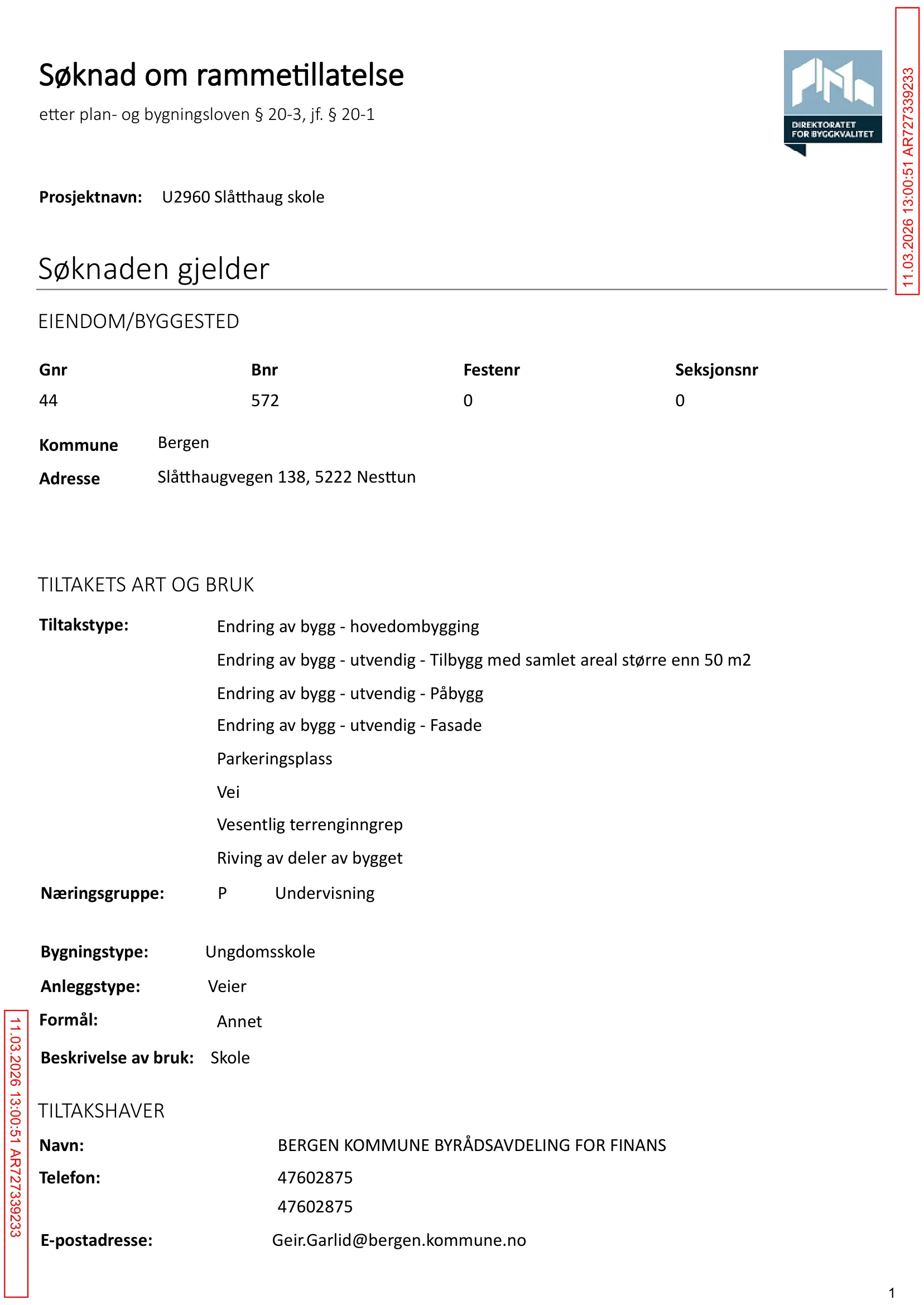 Søknad om rammetillatelse