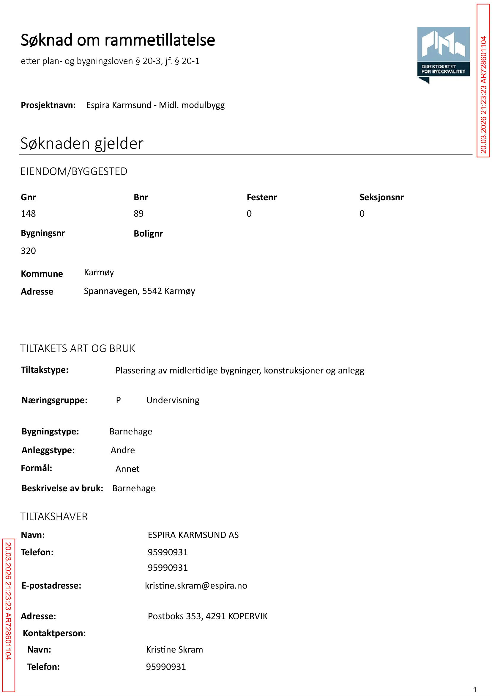 Søknad om rammetillatelse
