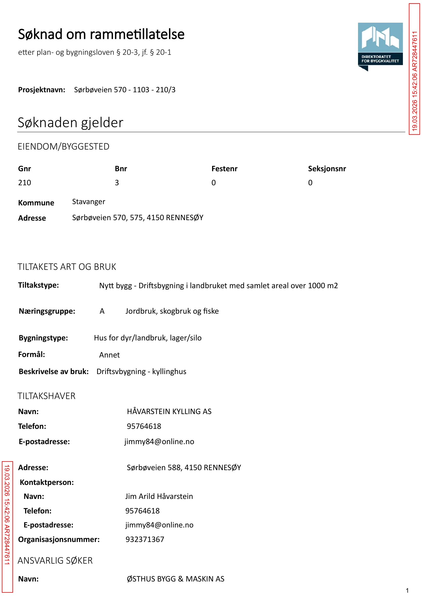 Søknad om rammetillatelse