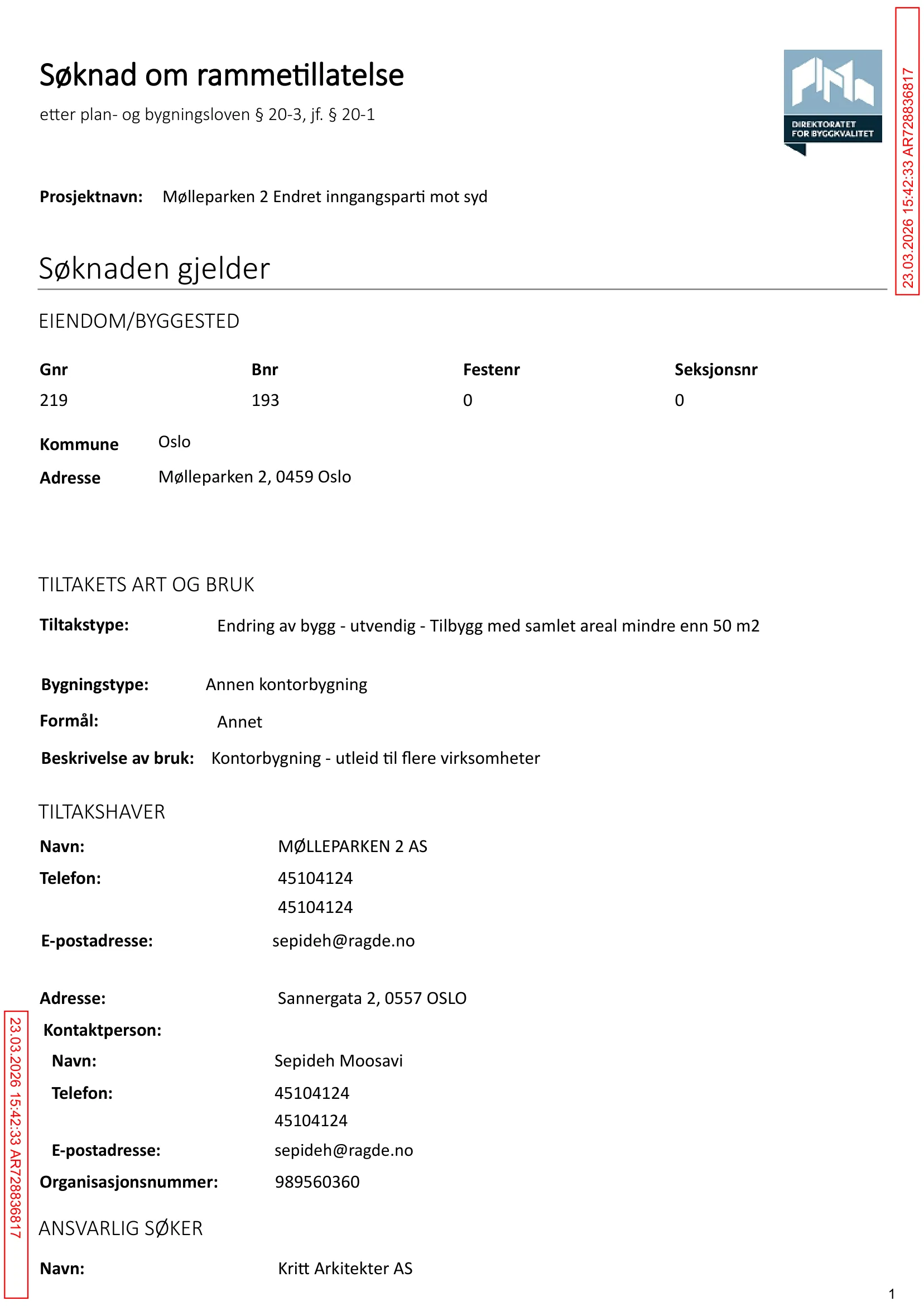 Søknad om rammetillatelse