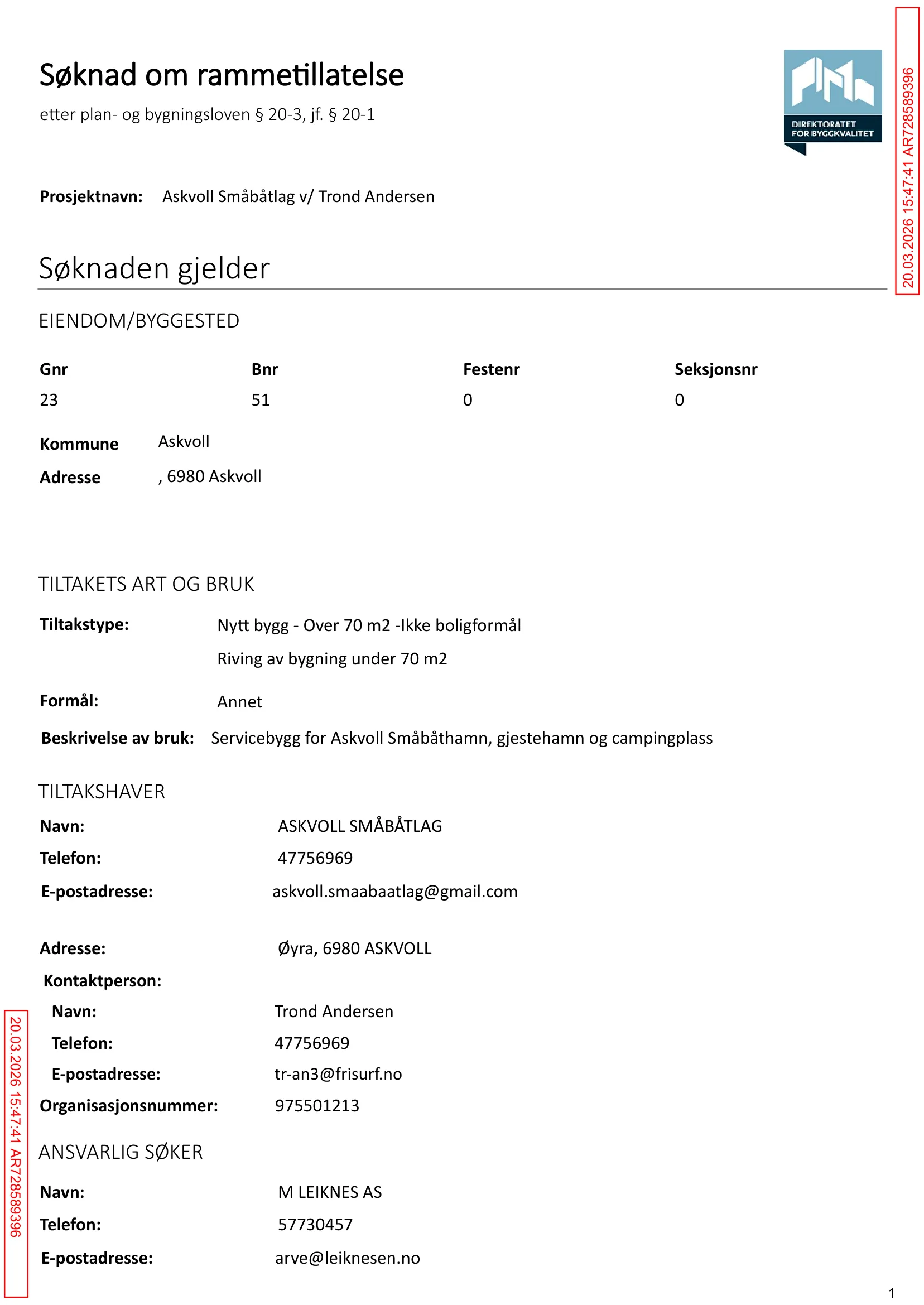 Søknad om rammetillatelse