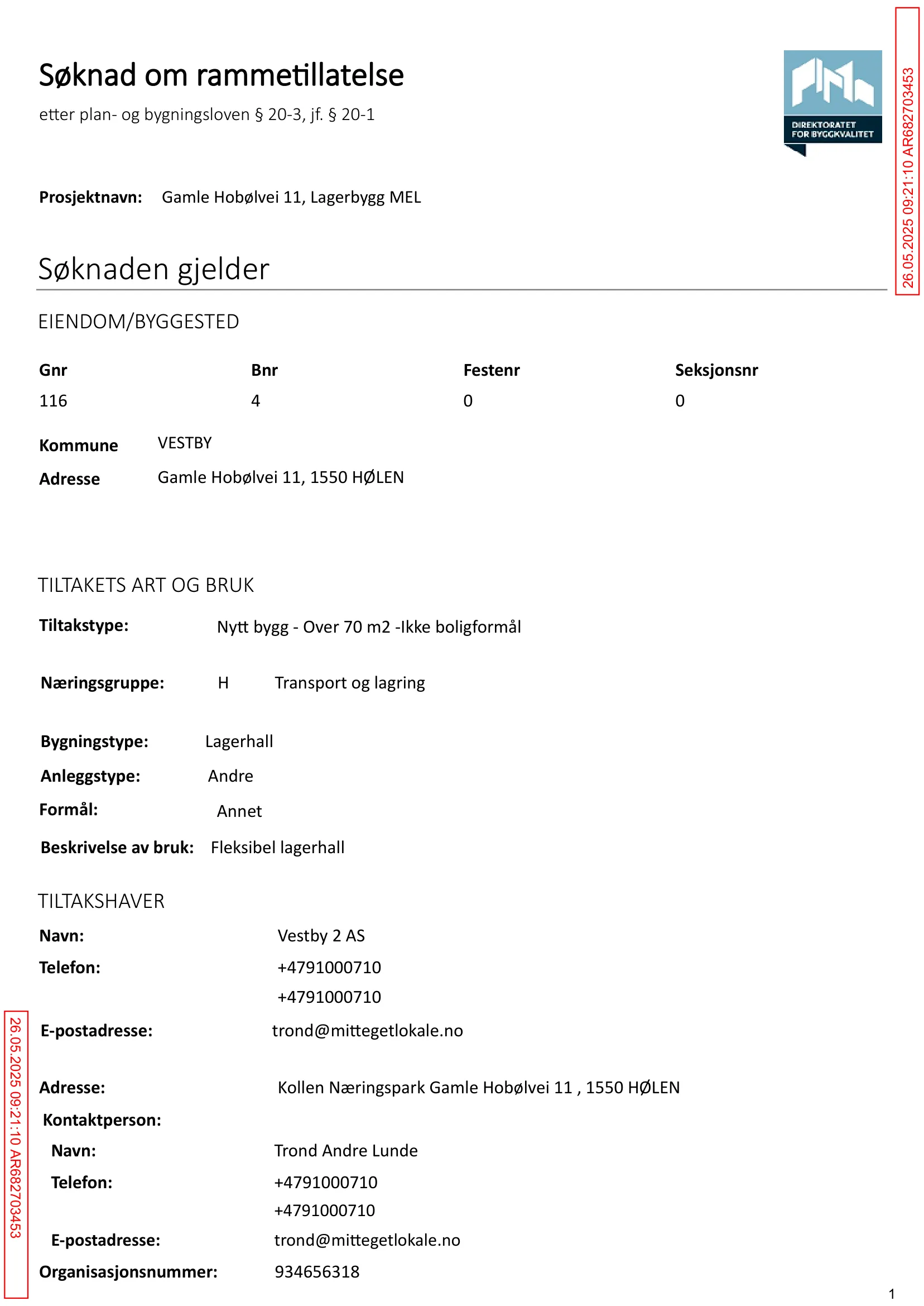 Søknad om rammetillatelse