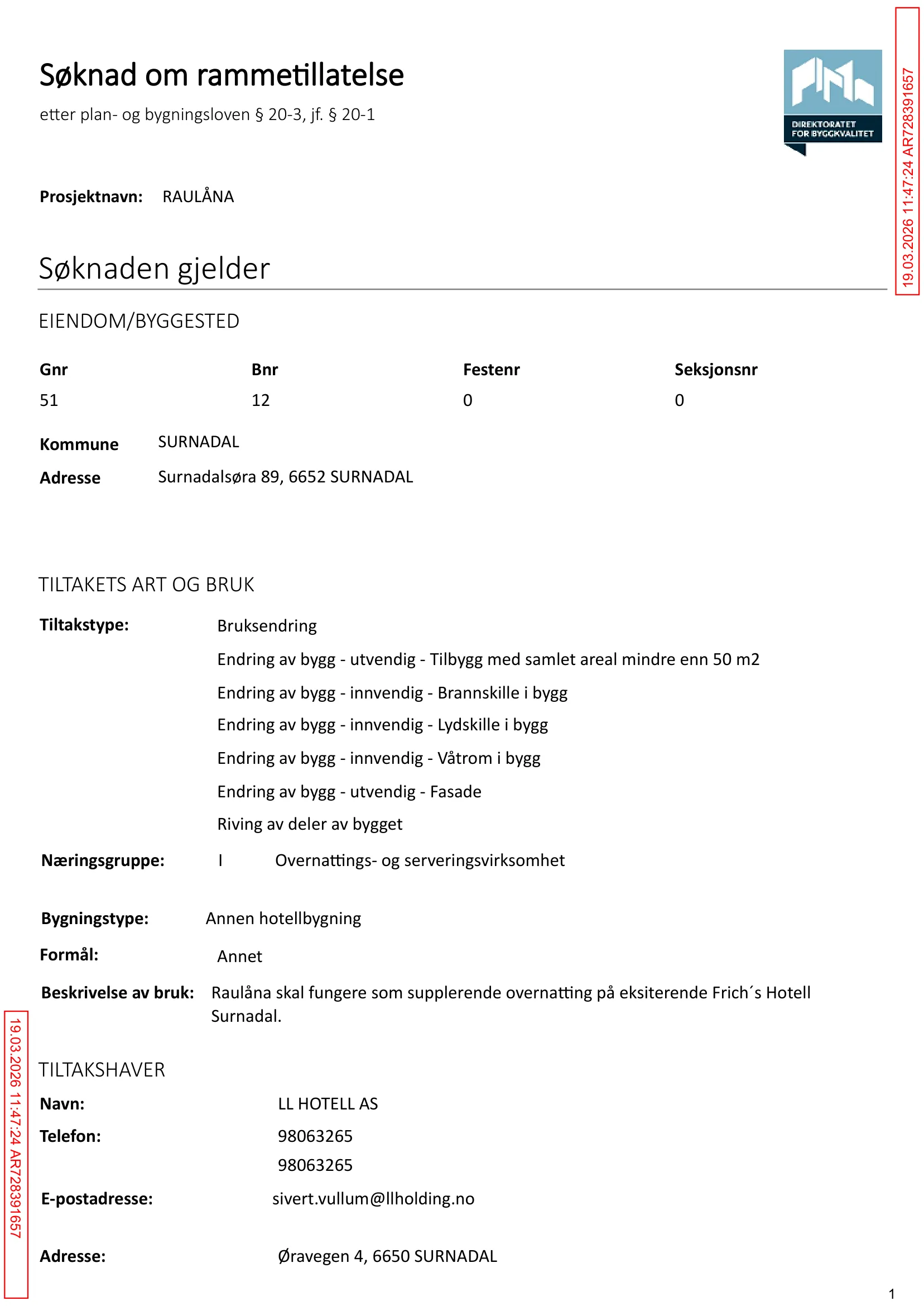 Søknad om rammetillatelse