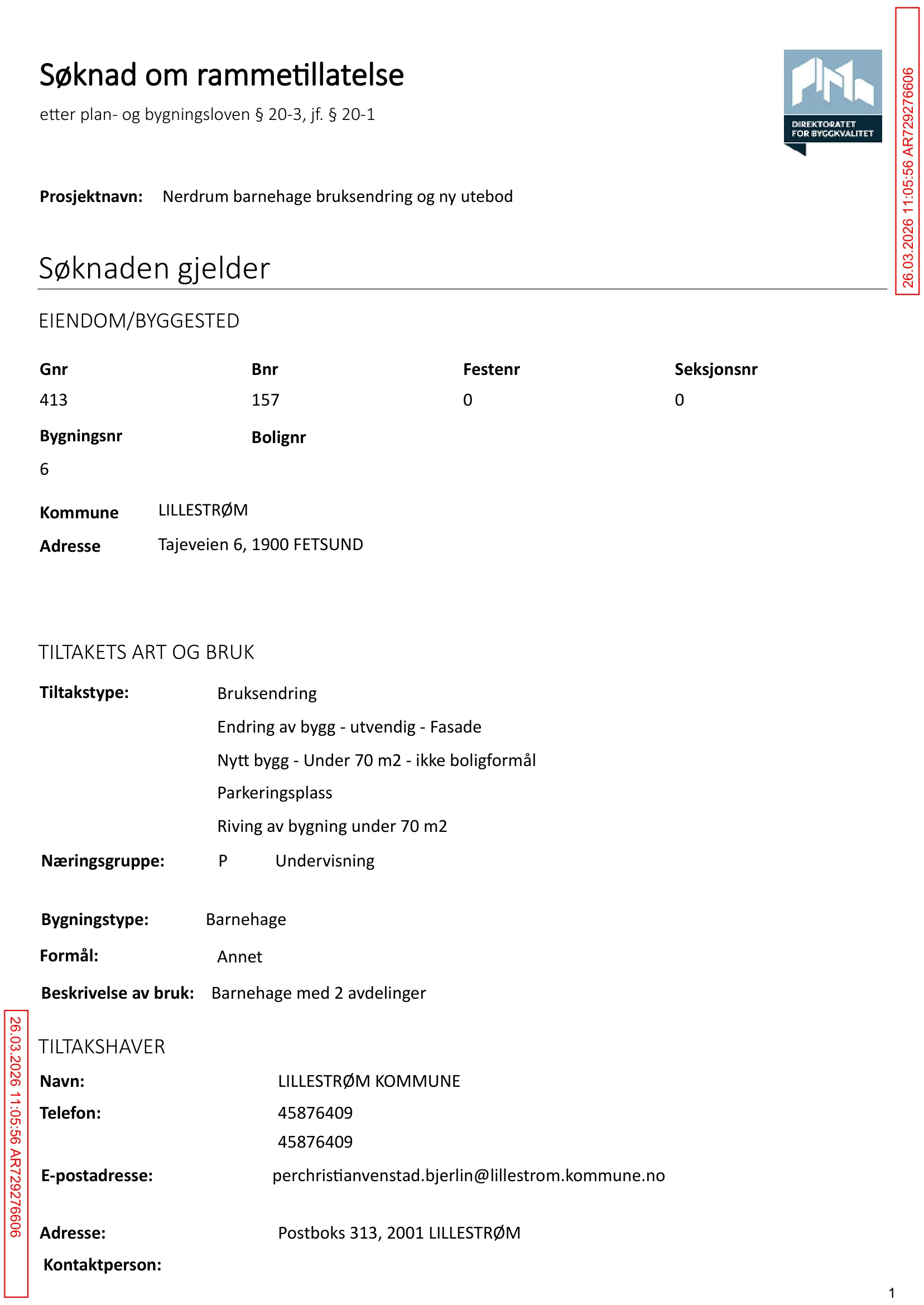 Søknad om rammetillatelse