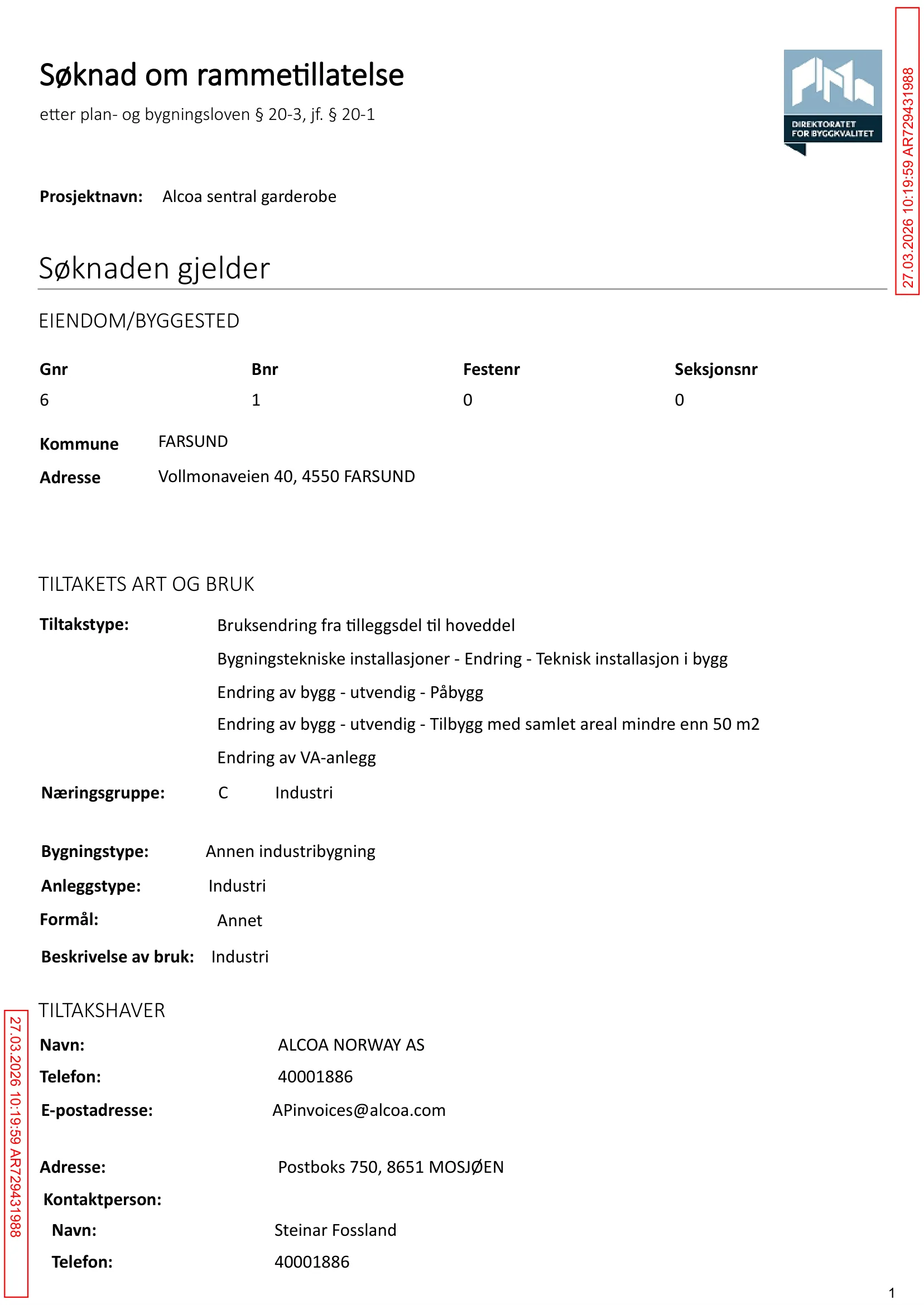 Søknad om rammetillatelse