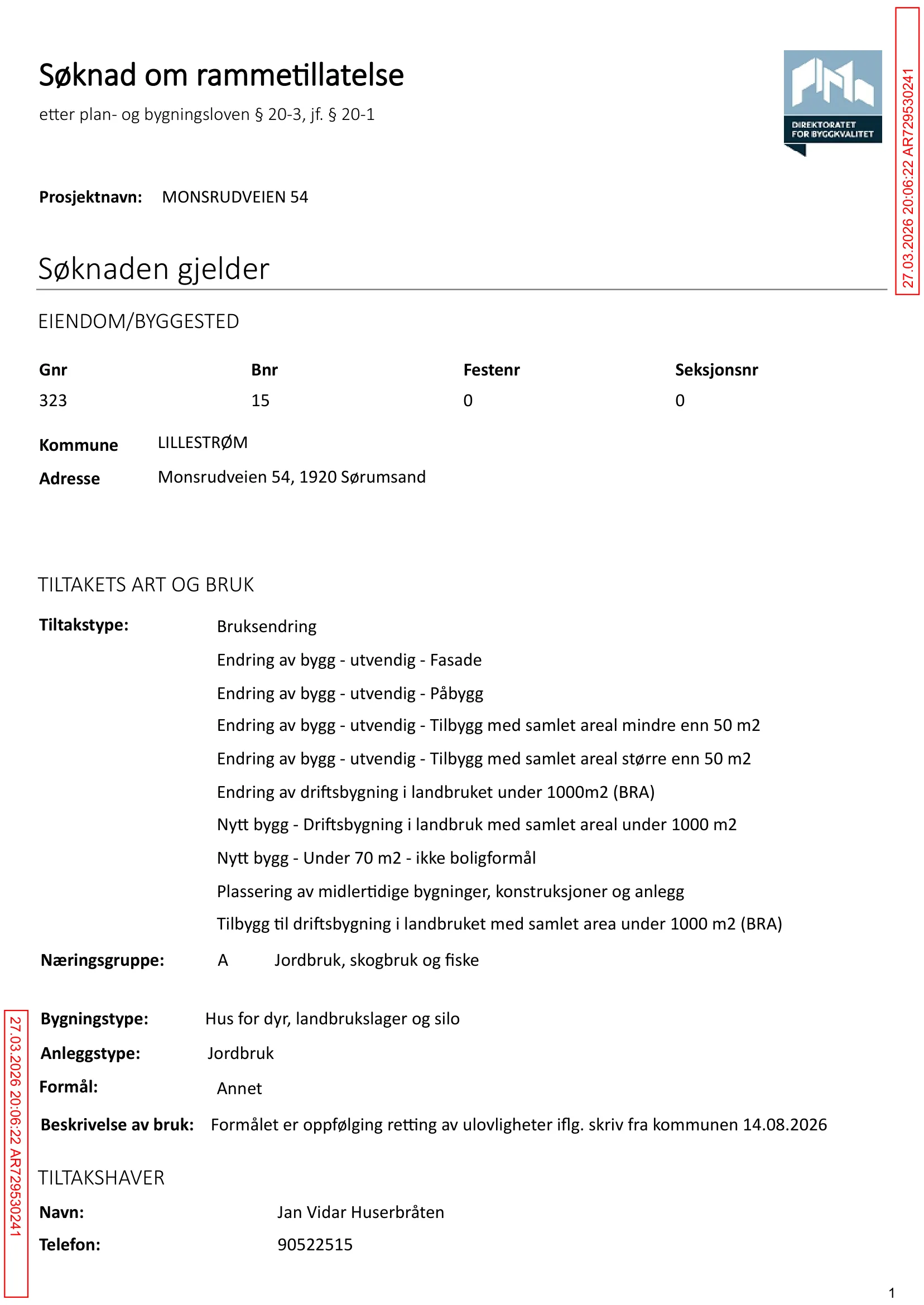 Søknad om rammetillatelse
