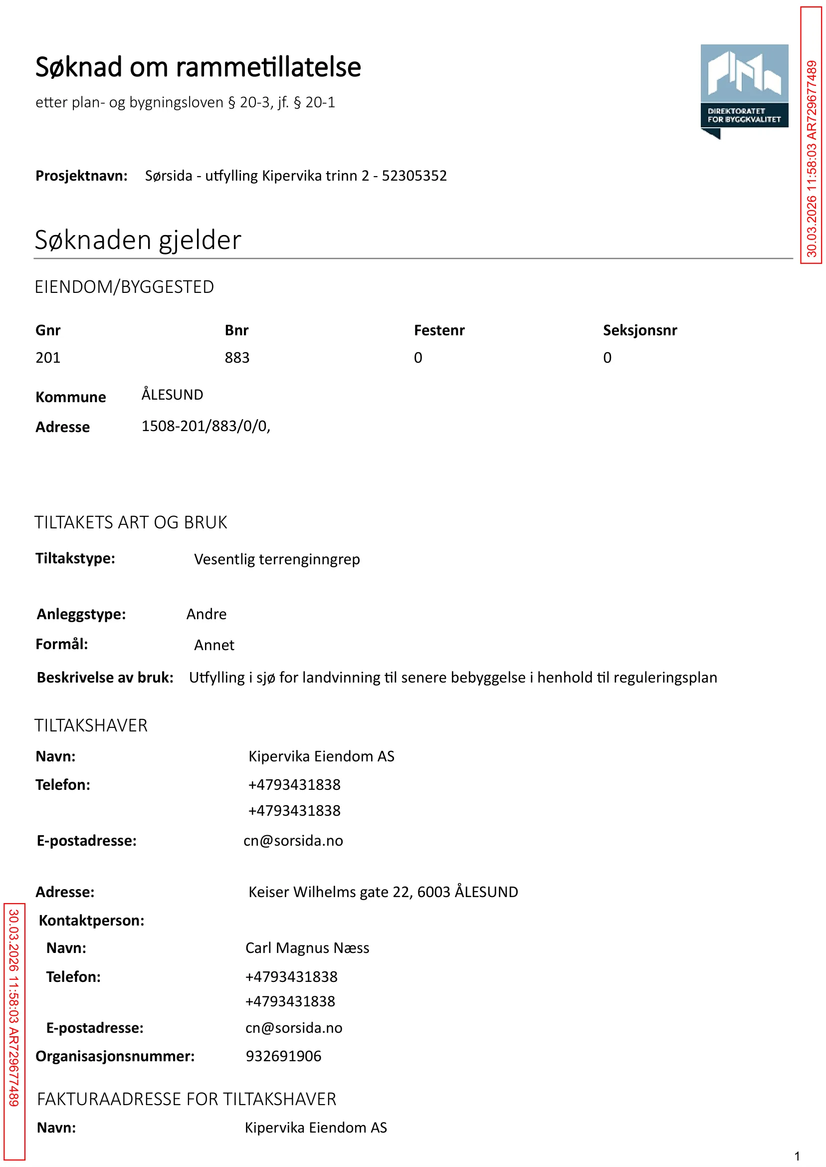 Søknad om rammetillatelse