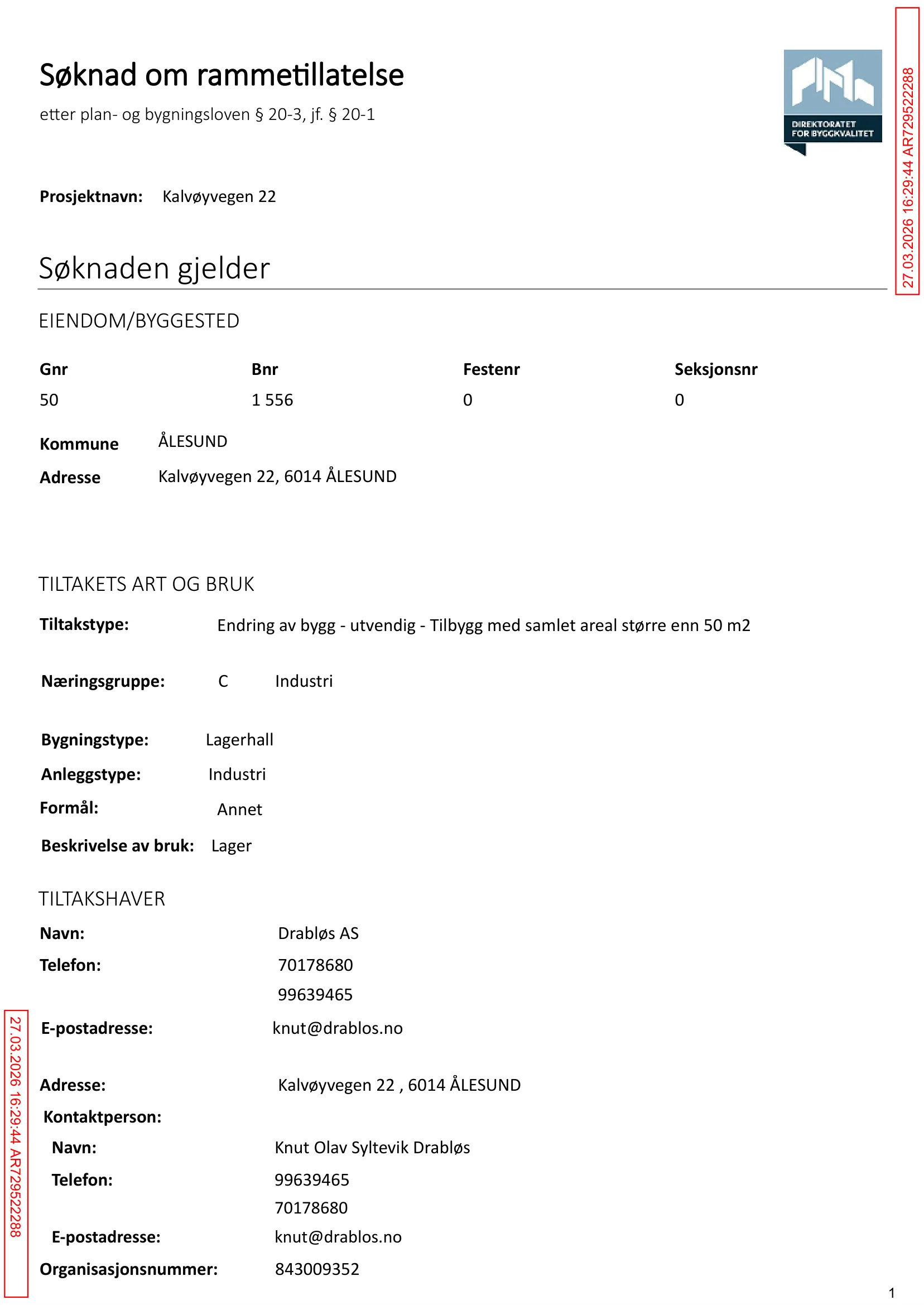 Søknad om rammetillatelse