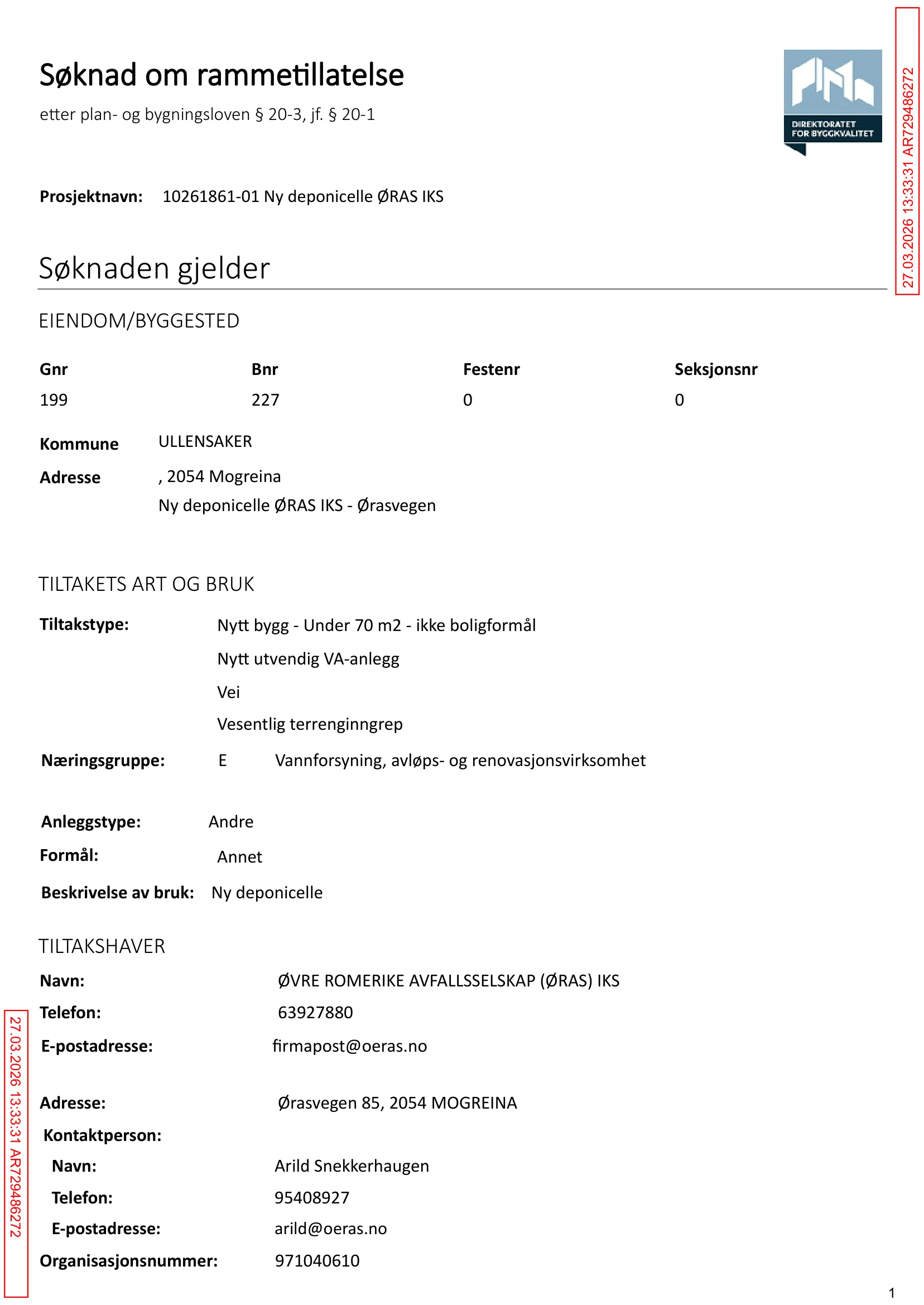 Søknad om rammetillatelse