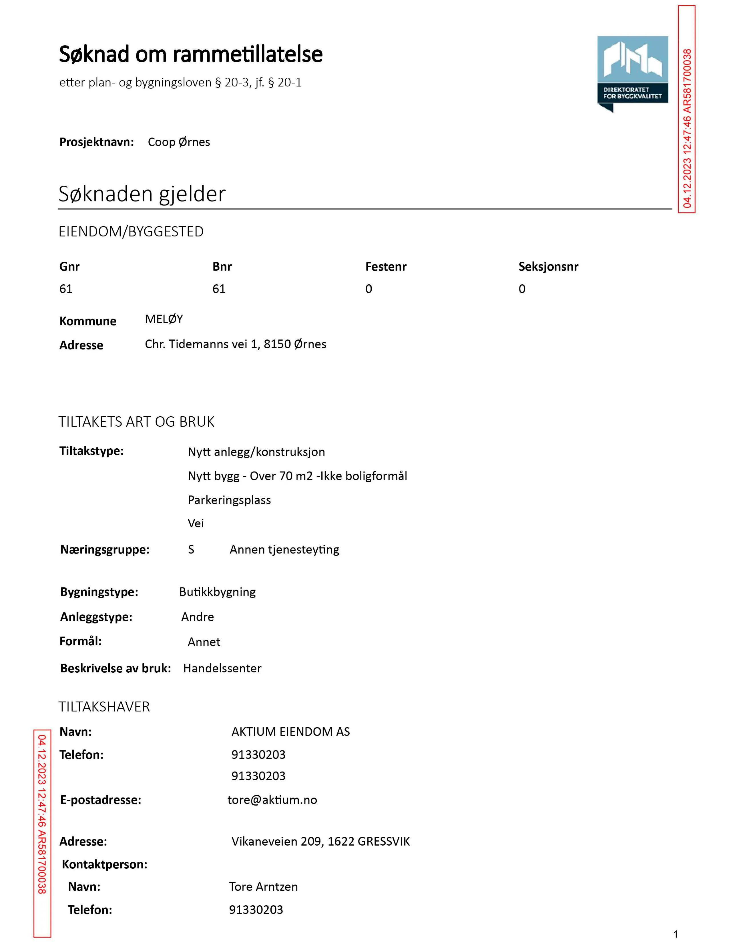 Søknad om rammetillatelse