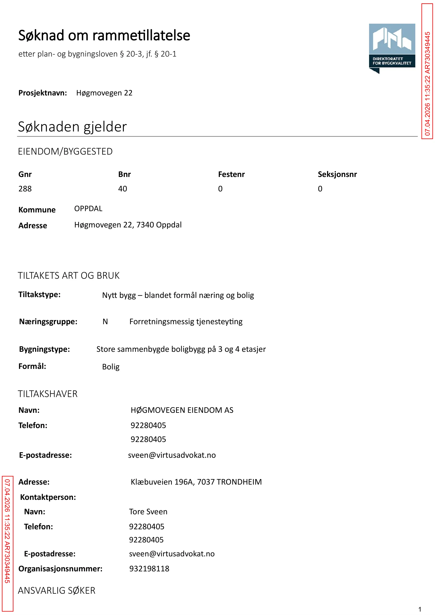 Søknad om rammetillatelse